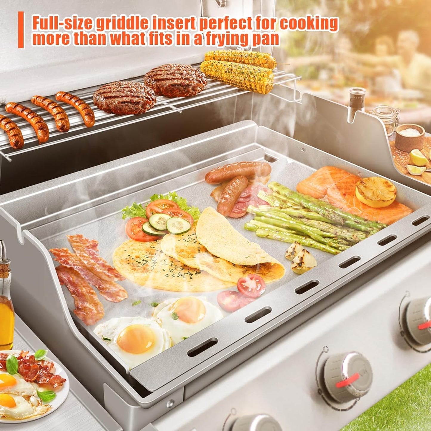 6788 Full Size Griddle for Genesis II Grill Parts - 66095 Grill Grates for Weber Genesis II 300 Series II E/S-310 II E/S-315 II E/S-335 II SE-335 Grills, Weber Full Size Griddle Insert Replace Parts