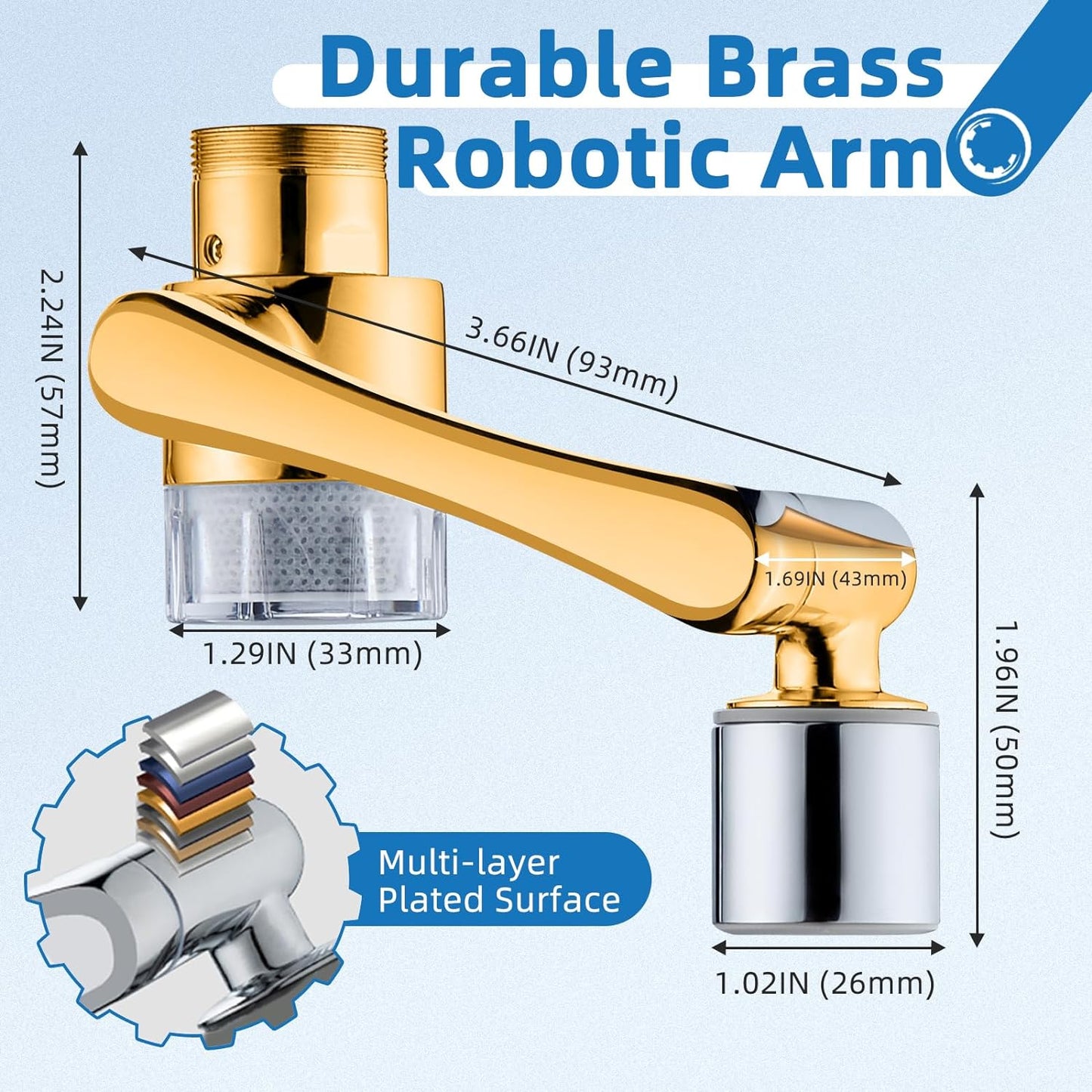 CECEFIN Water-Filter for Sink-Faucet Extender-Aerator - 9pcs Cartridges Reduce Chlorine for Bathroom/Kitchen Skin Face Eye Wash,Brass Faucet Mount Purifier System,1080°Rotating 2-Mode Swivel Aerator