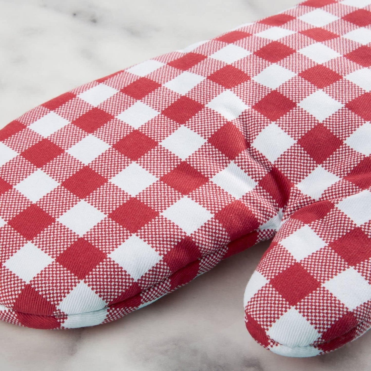 KitchenAid Gingham Oven Mitt 2-Pack Set, Passion Red, 7"x13"