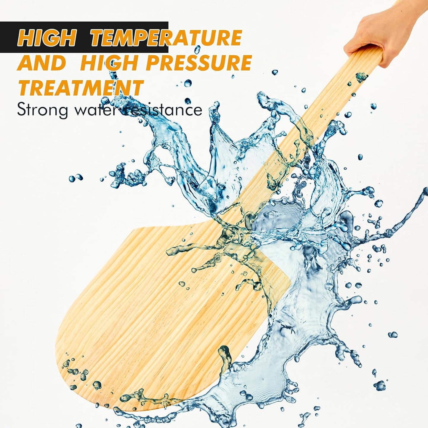 2 Pack Wooden Pizza Peel, 14" L x 12" W Plate, with 22" L Wooden Handle, 36" Overall Length for Oven, Stone, Pan or Grill, Spatula for Baking Bread and Cake - Indoor & Outdoor