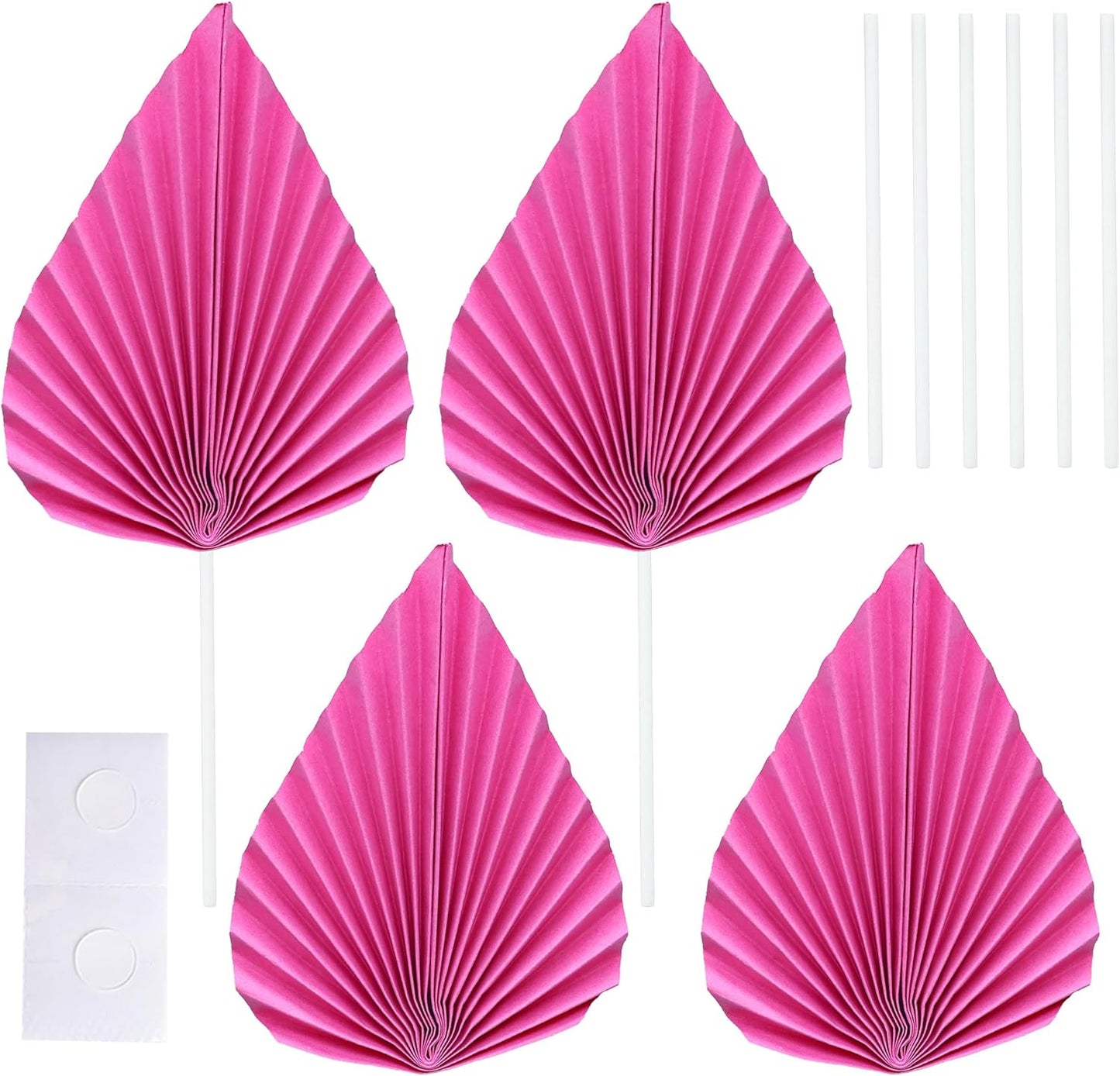 Gyufise 6Pcs Paper Palm Fan Cake Topper Palm Spear Leaves Fan Cake Pick Decoration for DIY Craft Project Home Made Wedding Bridal Shower Birthday Anniversary Party Cake Decorations Peach Red