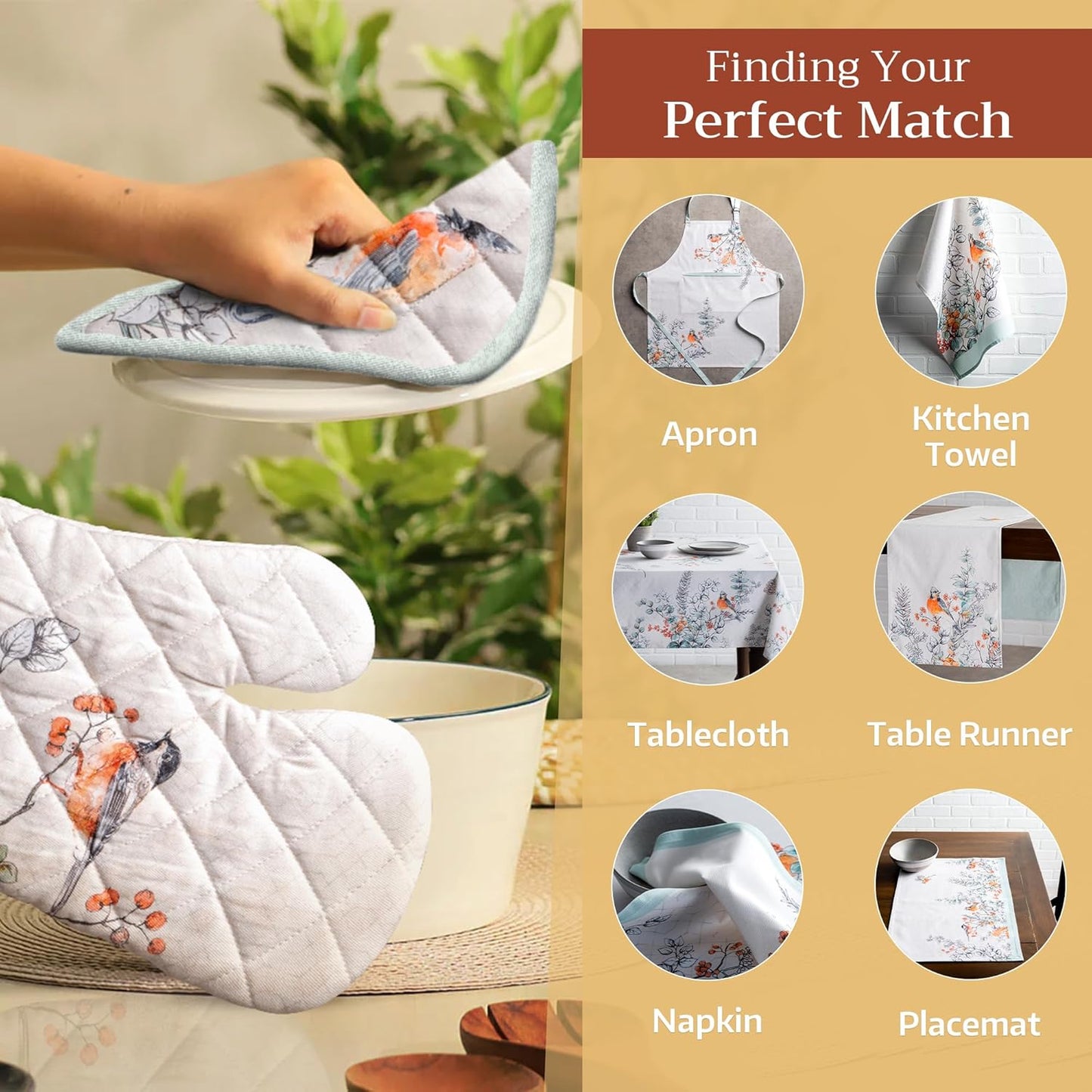 Maison d' Hermine Pot Holders Set 100% Cotton Heat Resistant Potholders 8" x 8" Hot Pads with Loop BBQ, Cooking, Baking, Grilling, Kitchen, Handling Hot Pans (Pack of 2, Whitish Shabby Chique)