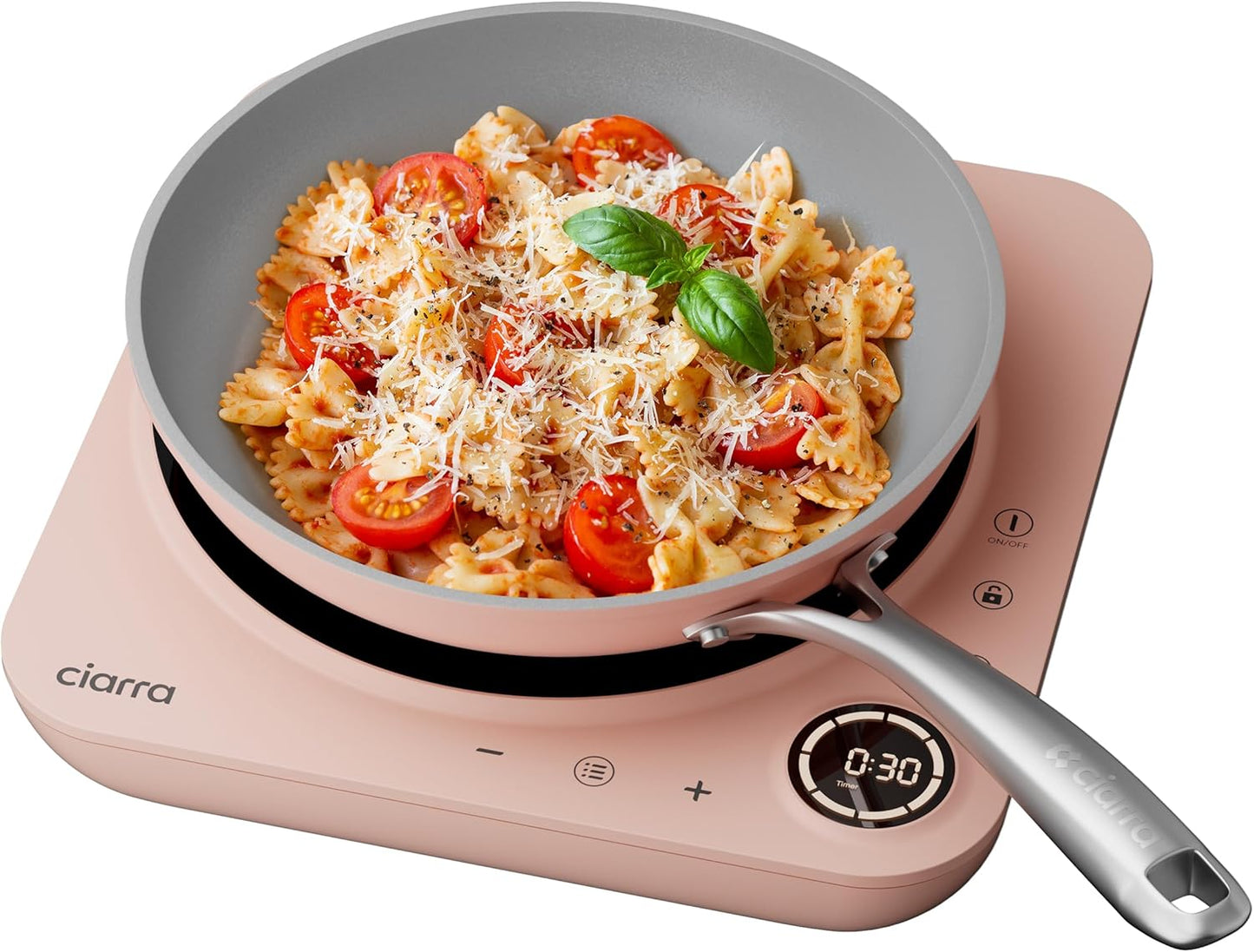CIARRA Portable Induction Cooktop – Slim Single Burner Electric Cooktop with Sensor Touch, Digital Timer & Safety Lock, Portable Stove Top Electric for Countertop Cooking, Induction Cooker, Pink