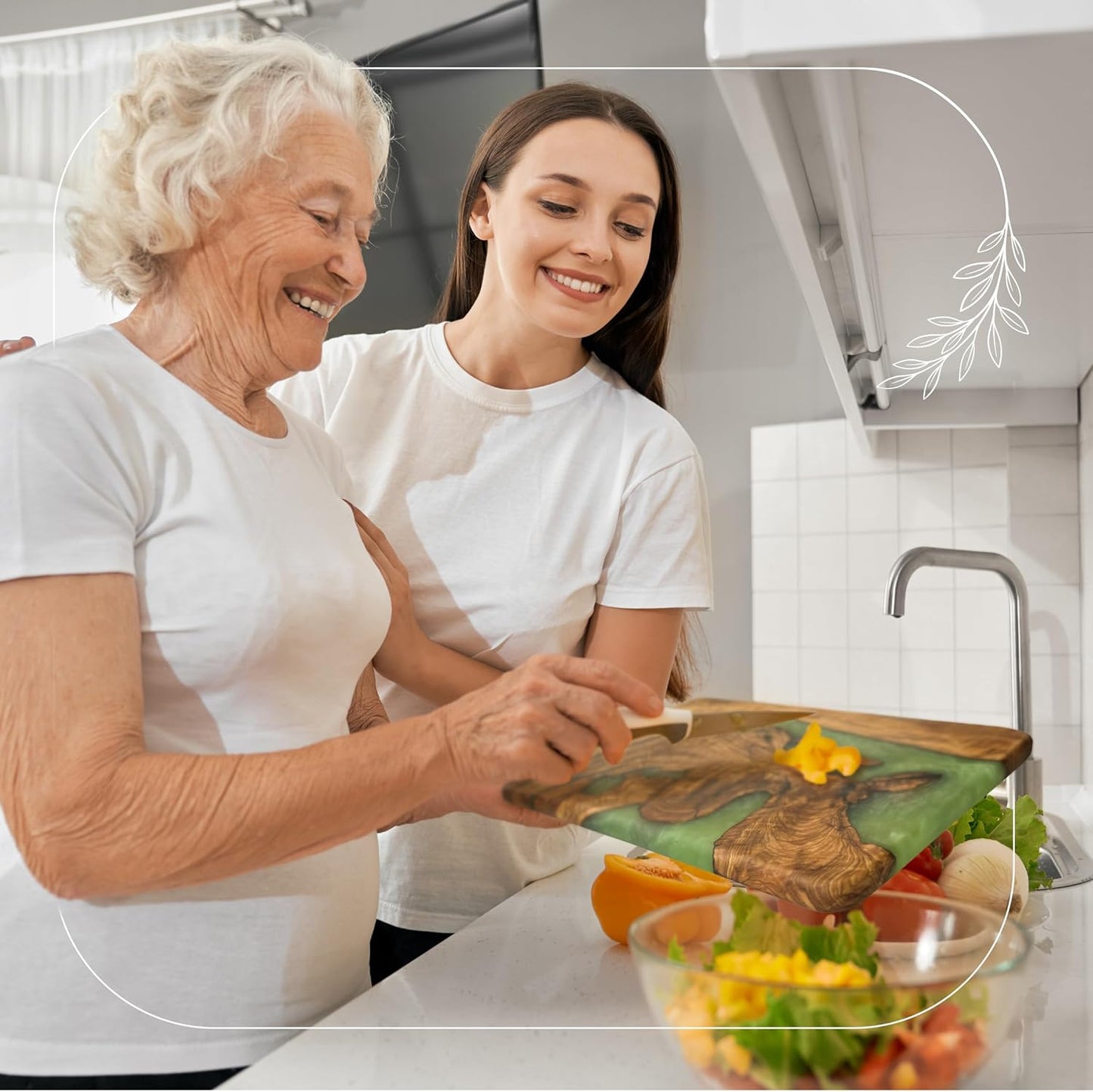 Handmade Olive Wood Cheese Board with Resin, Charcuterie Boards & Serving Tray, Wooden Epoxy Serving Board, Chopping and Cutting Board for Meat Vegetable & Fruit, Premium Gift for Kitchen
