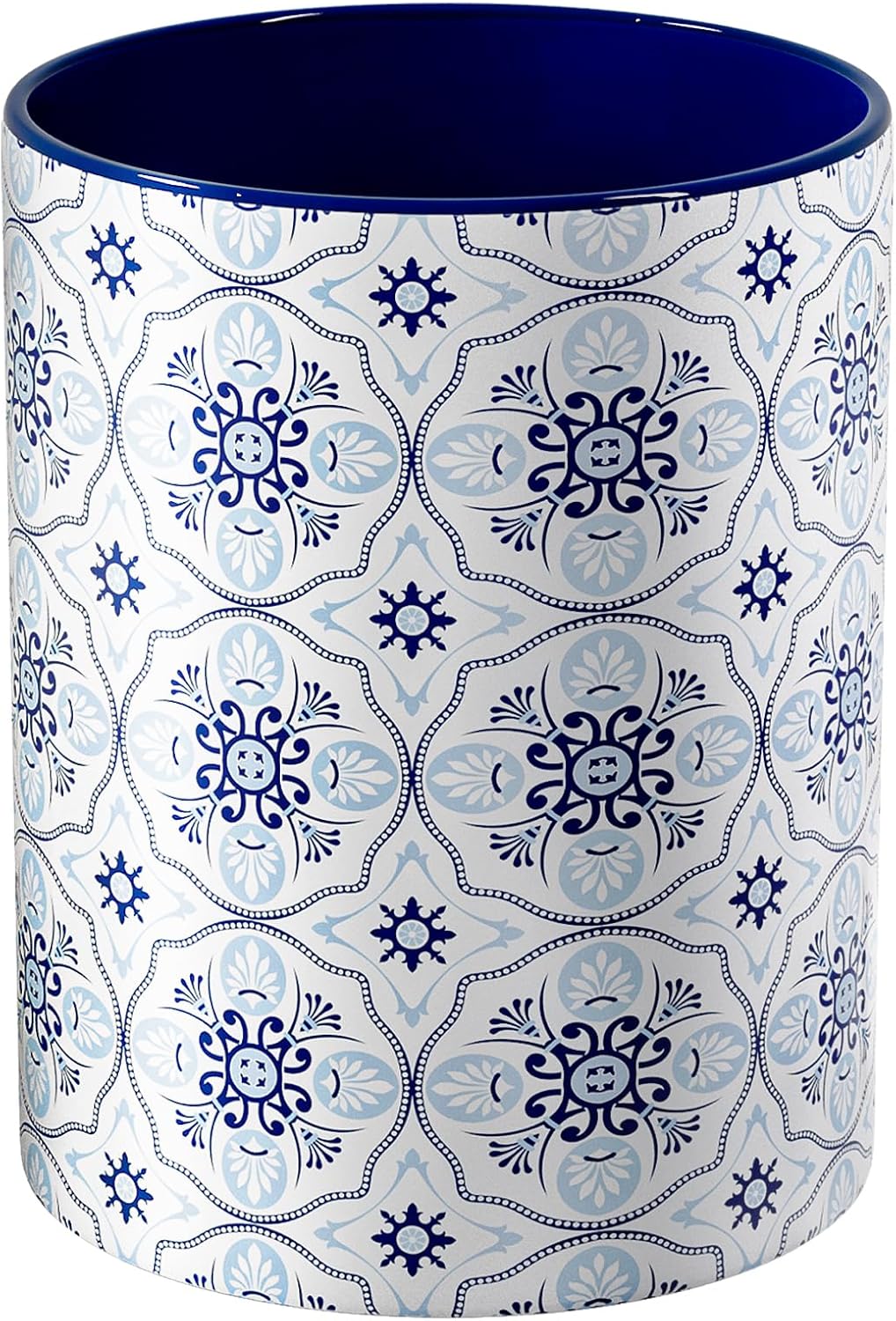 Ceramic Kitchen Utensil Holder for Countertop, Large Mediterranean Utensil Crock ,Navy Blue