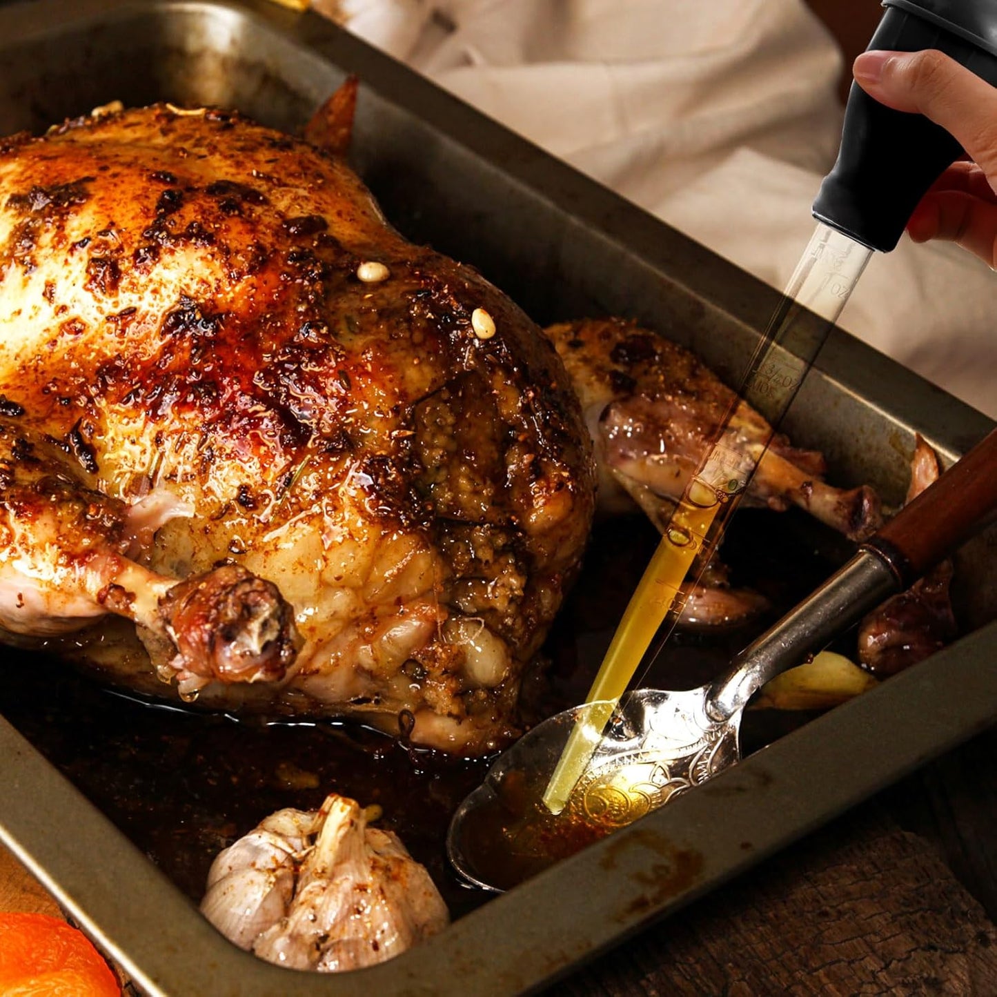 Boao 5 Pieces Nylon Heat-Resistant Turkey Baster Cooking Set Includes Meat Baster, 1 Silicone Basting Brush and 2 Cleaning Brush for BBQ Grill Baking Kitchen Cooking Thanksgiving(Black, White)