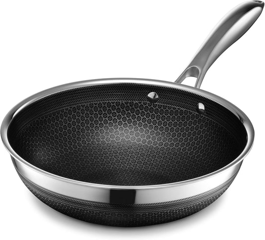 HexClad Hybrid Nonstick 10-Inch Wok, Stay-Cool Handle, Dishwasher-Friendly, Oven-Safe Up to 900°F, Induction Ready, Compatible with All Cooktops