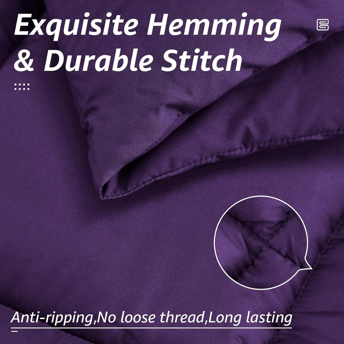 HYLEORY All Season Twin Size Bed Comforter - Cooling Goose Down Alternative Quilted Duvet Insert with Corner Tabs - Winter Warm - Machine Washable - Purple