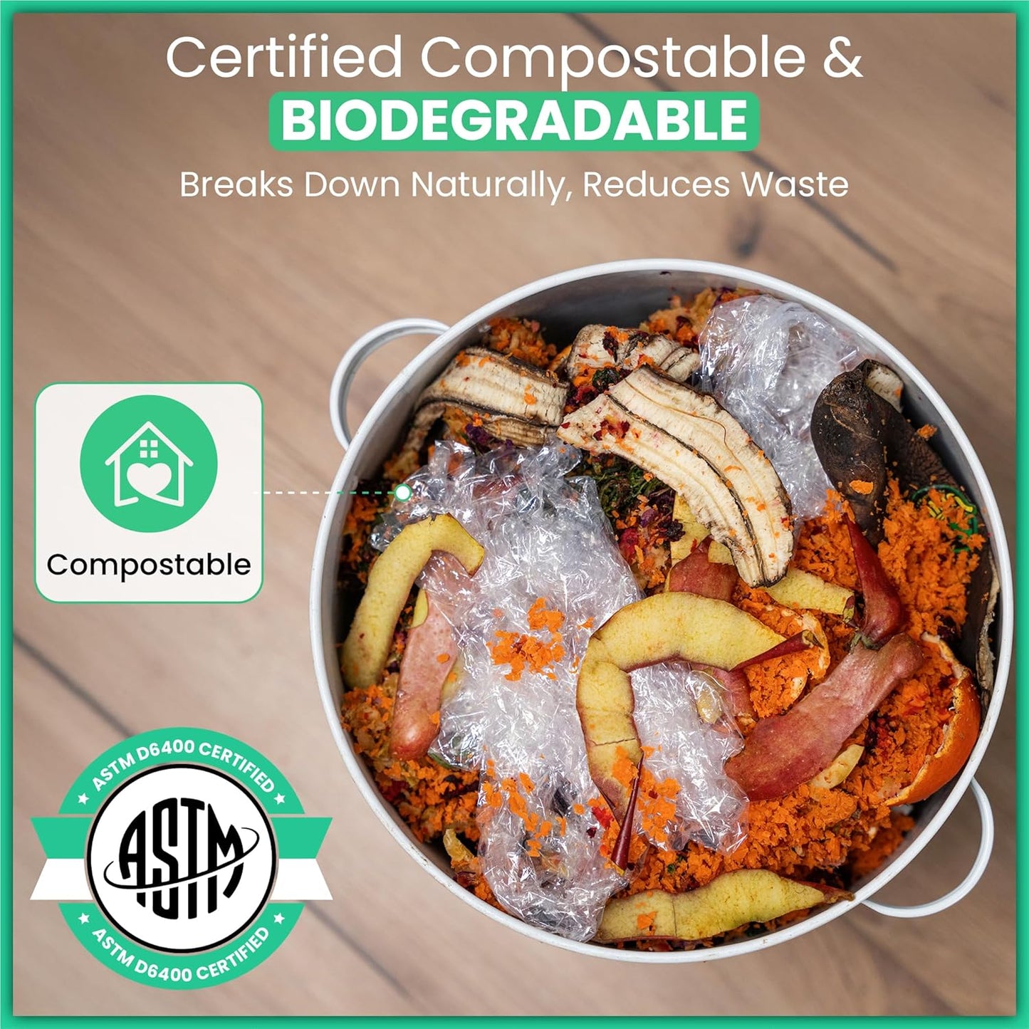 400 Sq Ft Certified Compostable Plastic Wrap – ASTM D6400 Certified Refill Roll – Durable, Food Safe, Plastic-Free Alternative