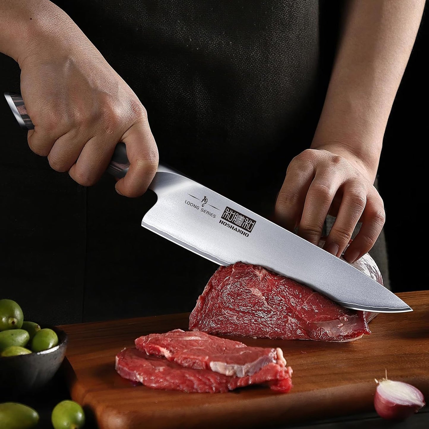 HOSHANHO 7 Pieces Kitchen Knife Set, Japanese High Carbon Stainless Steel Magnetic Knife Block Set, Ultra Sharp Chef Knives Sets with Ergonomic Pakkawood Handle