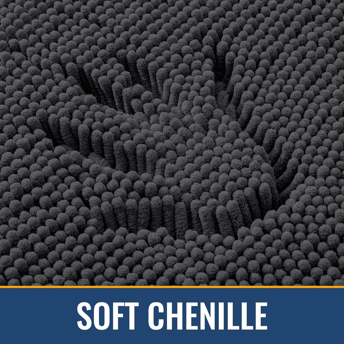 Arotive Bathroom Rugs 30x20, Extra Soft Absorbent Shaggy Chenille Bath Rugs, Machine Washable Rubber Backing Non-Slip Bath Mats for Bathroom Floor Tub and Shower, Home Decor Accessories, Dark Grey