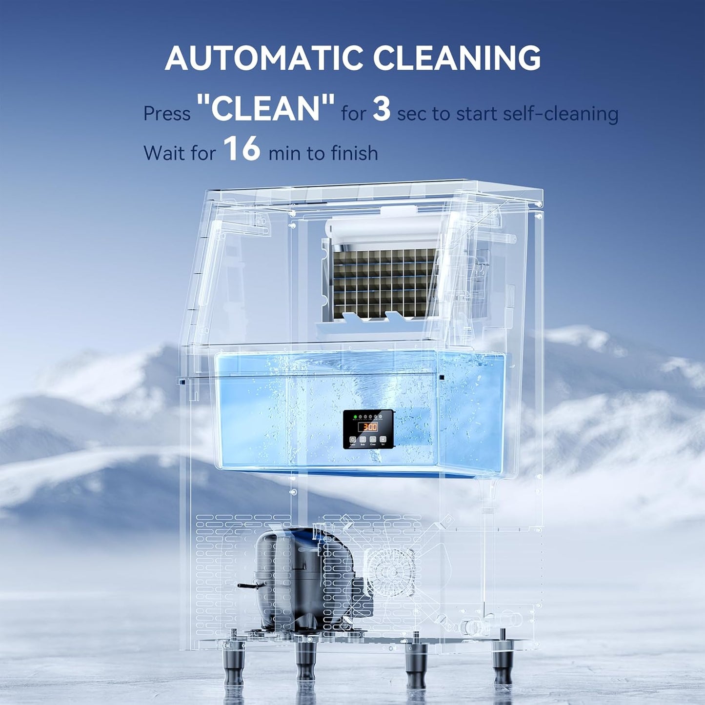 150 lbs/24H Commercial Ice Maker Machine,45 Cubes/6mins, 35 lbs Ice Storage Capacity, Under Counter Ice Maker Self Cleaning, Stainless Steel Freestanding Ice Maker for Home Bar Restaurant