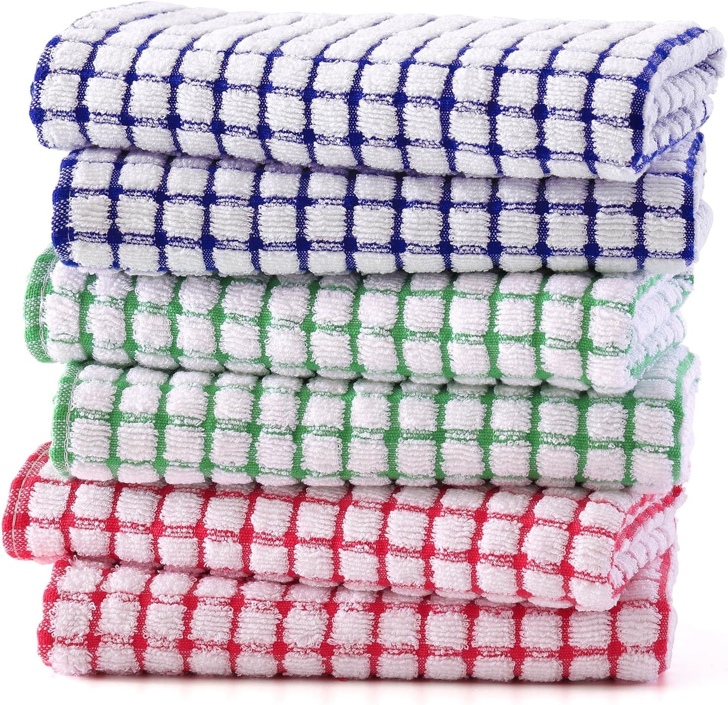 Kitinjoy Cotton 6 Pack Terry Kitchen Towels, 16 x 25 Inches Super Soft and Absorbent Dish Towels, Quick Drying Hand Towels for Kitchen Drying, Multiple Colour