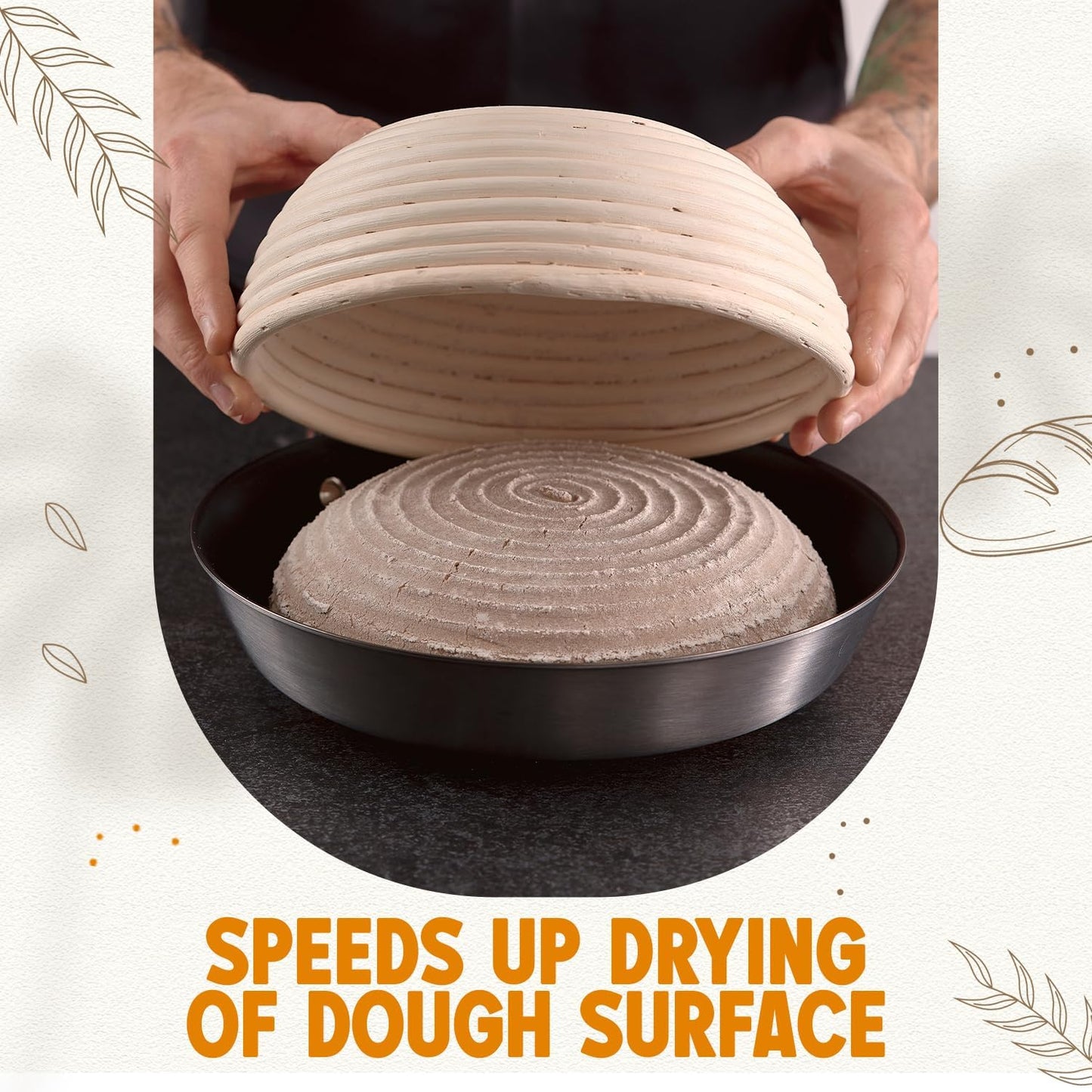 Banneton Bread Proofing Basket Sourdough Proofing Basket for Beginners & Professional Bakers, Handwoven Rattan Cane Bread Maker with Linen for Artisan Breads, 7 x 4 Inch, 0.5-Pound Round