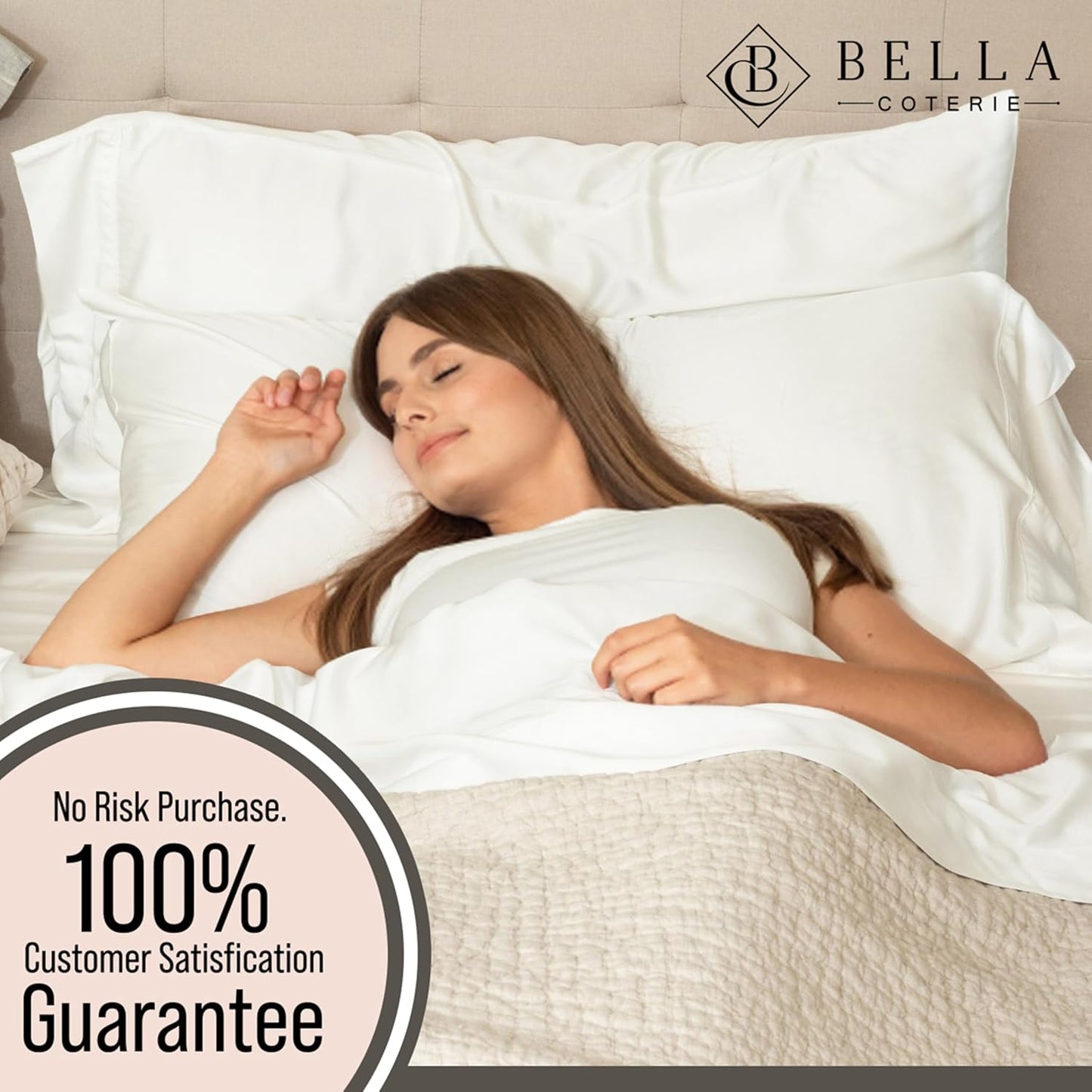 Bella Coterie Luxury Bamboo Viscose Full Size Sheet Set | 100% Organically Grown | Ultra Soft | Cooling for Hot Sleepers | 18" Deep Pocket [Ivory]