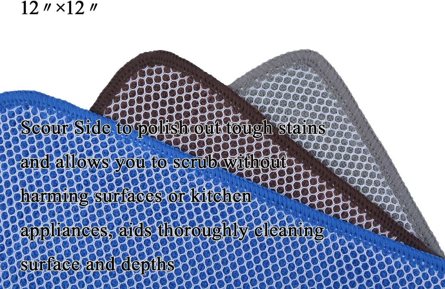 KinHwa Kitchen Washcloths for Dishes Absorbent Microfiber Dish Cloths Quick Dry Dish Rags with Poly Scour Scrub Side Ideal for Kitchen Cleaning (Multicolor, 12inchx12inch 9 Pack)