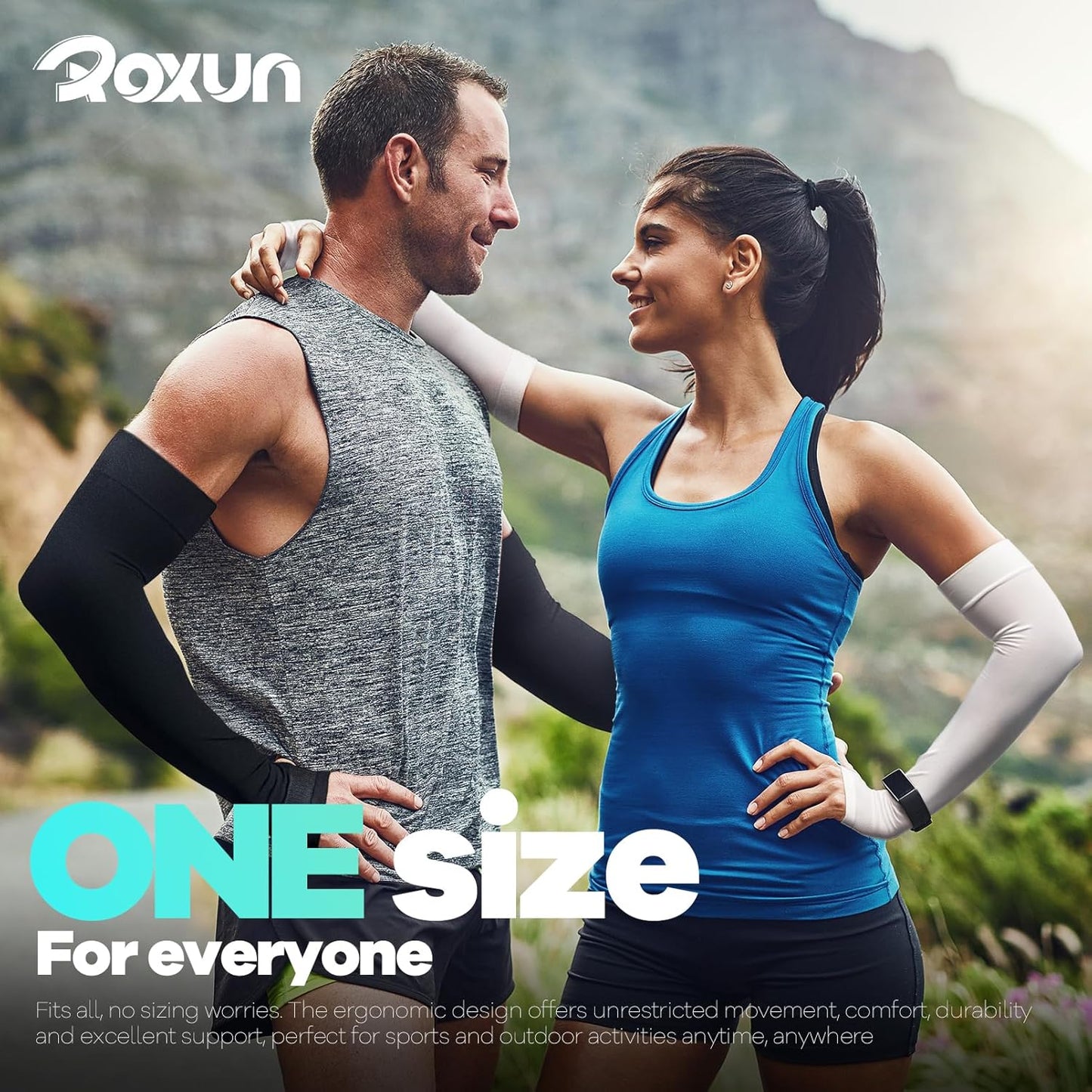 Arm Sleeves with Thumb Hole, Cooling UV Protection Compression Tattoo Cover Up for Men/Women