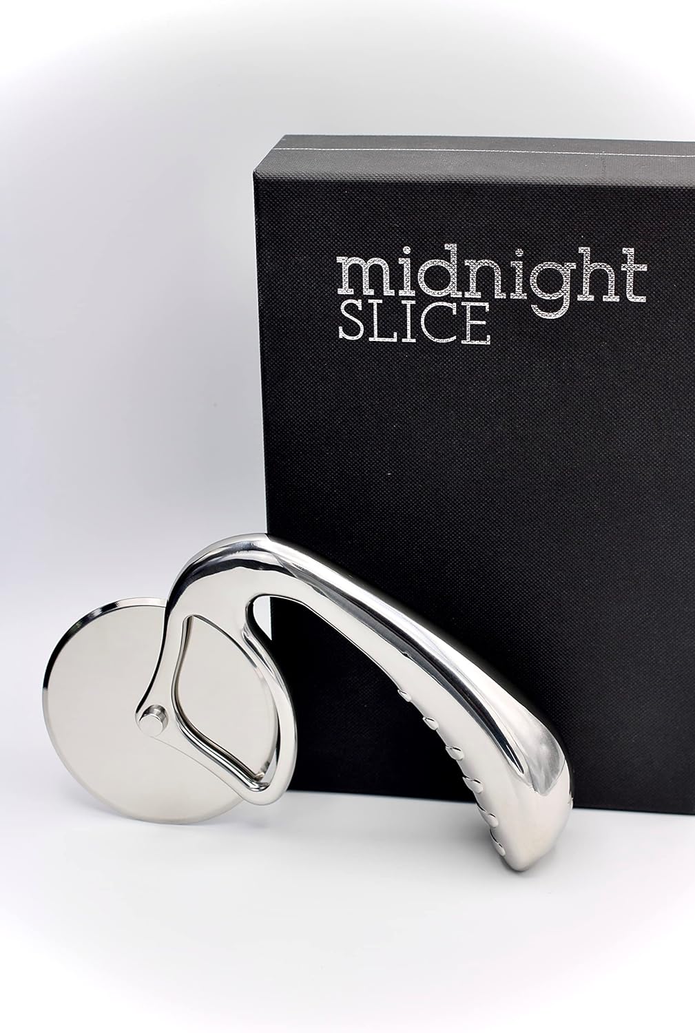 Pizza Cutter Wheel by Midnight Slice - Stainless Steel Food Slicer for Pizzas and more with Ergonomic Handle and Sharp Cutting Surface for Clean Cuts