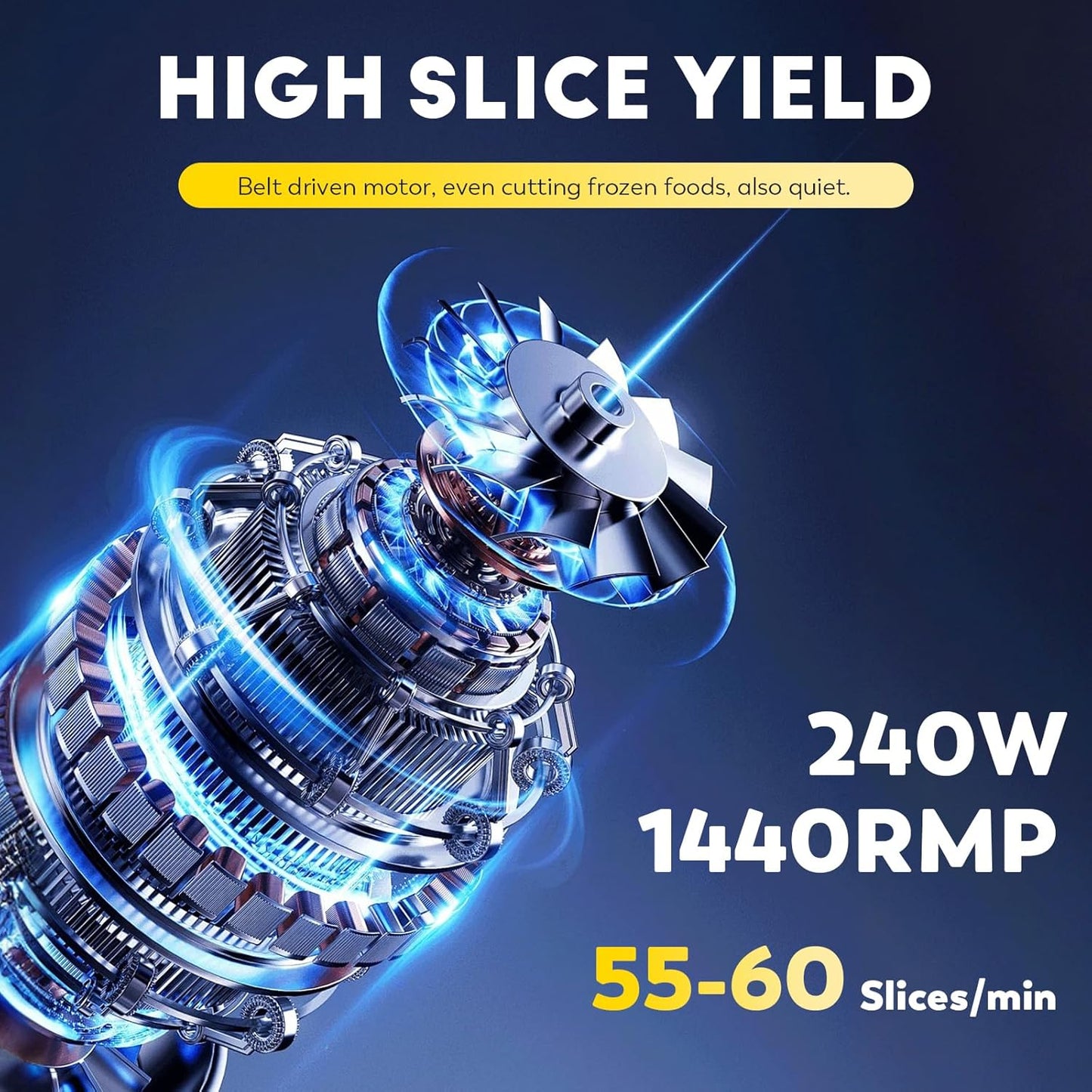 CGOLDENWALL Meat Slicer Machine with Teflon Non-stick Blade 240W Electric Meat Slicer for Frozen Meat/Deli Meat/Cheese/Food Slicer, Low Noises Commercial and Home Use