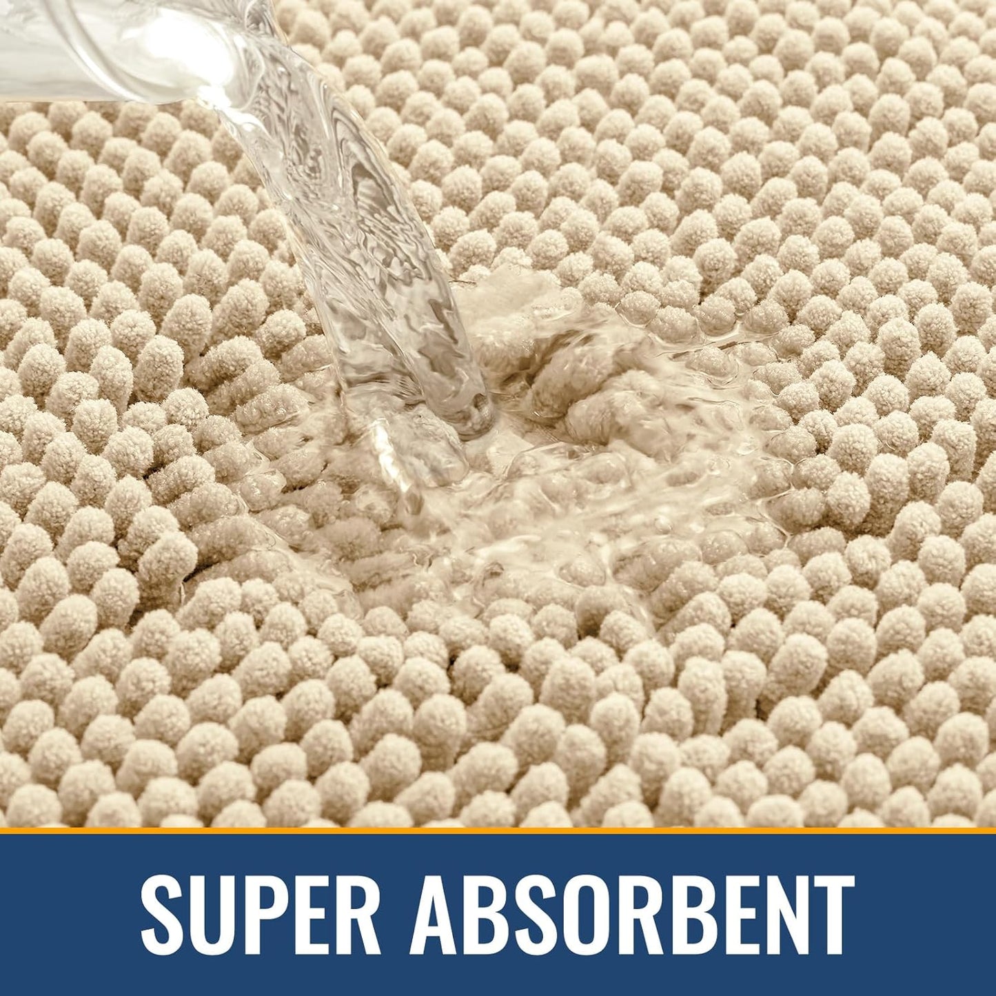 Arotive Bathroom Rugs 34x21, Extra Soft Absorbent Shaggy Chenille Bath Rugs, Machine Washable Rubber Backing Non-Slip Bath Mats for Bathroom Floor Tub and Shower, Home Decor Accessories, Beige