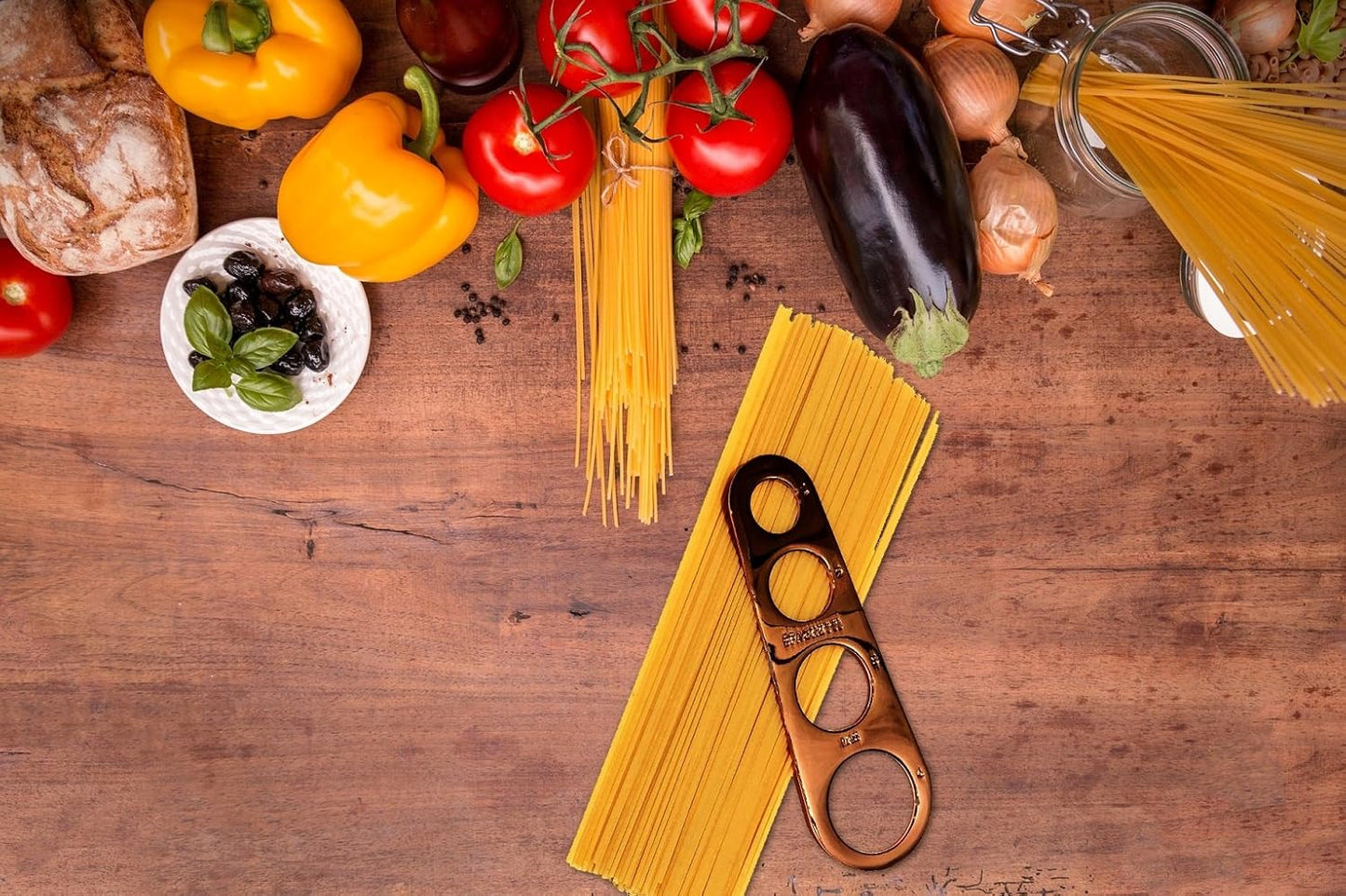 Rose Gold Copper Plated Stainless Steel Spaghetti Measuring Tool by Homey Product - Beautiful Premium Portion Measurer for Pasta and Noodles