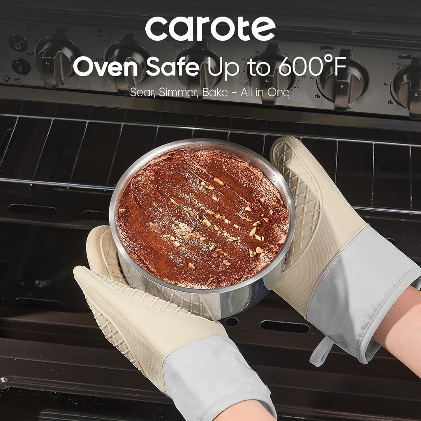 CAROTE Stainless Steel Sauce Pan with Detachable Handle, 1.5QT&2QT&3QT 8pcs Saucepan with Lid, Stainless Steel Pot, Nonstick Induction Kitchen Cookware, Removable Handle, Oven Safe, Woodgrain