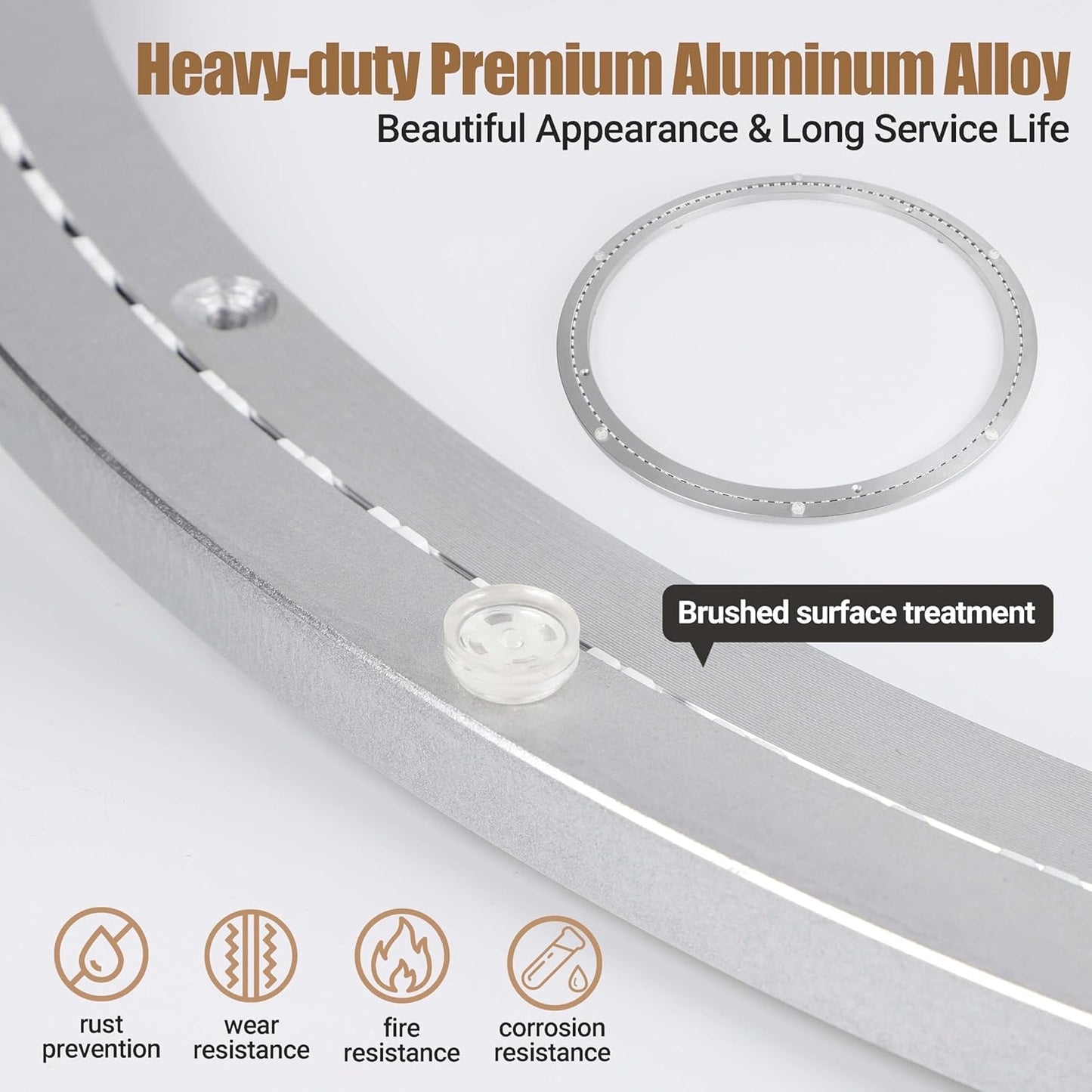 20 Inch Lazy Susan Heavy-Duty Aluminium Alloy Rotating Bearing Lazy Susan Hardware- Mute Bearing Turntable Ring Hardware for Dining and DIY Furniture (Capacity up to 660lb)