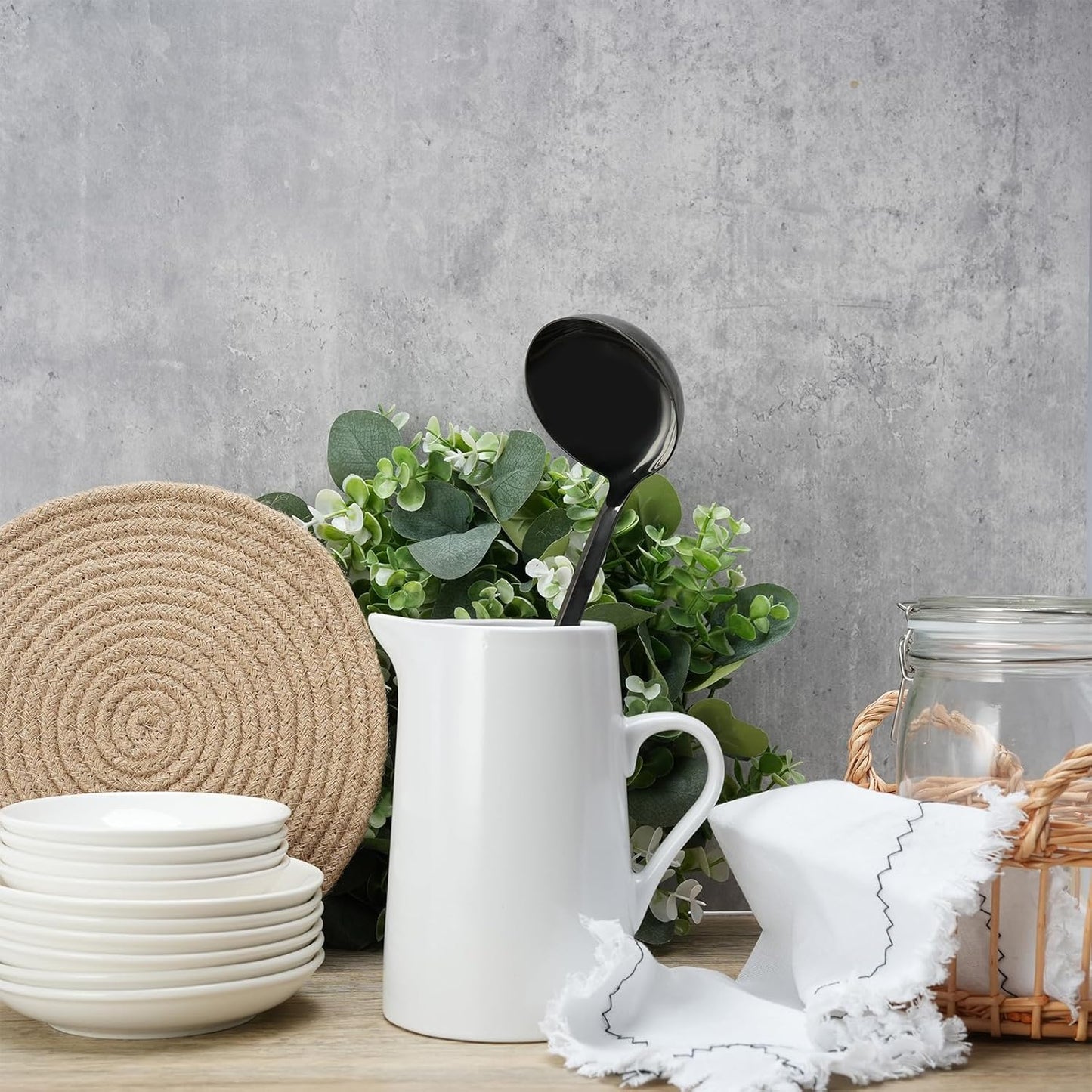 12 inch Soup Ladle, Stainless Steel Ladle Spoon, Soup Spoons with Comfortable Handle, Kitchen Utensil for Cooking, Metal Kitchen Accessories