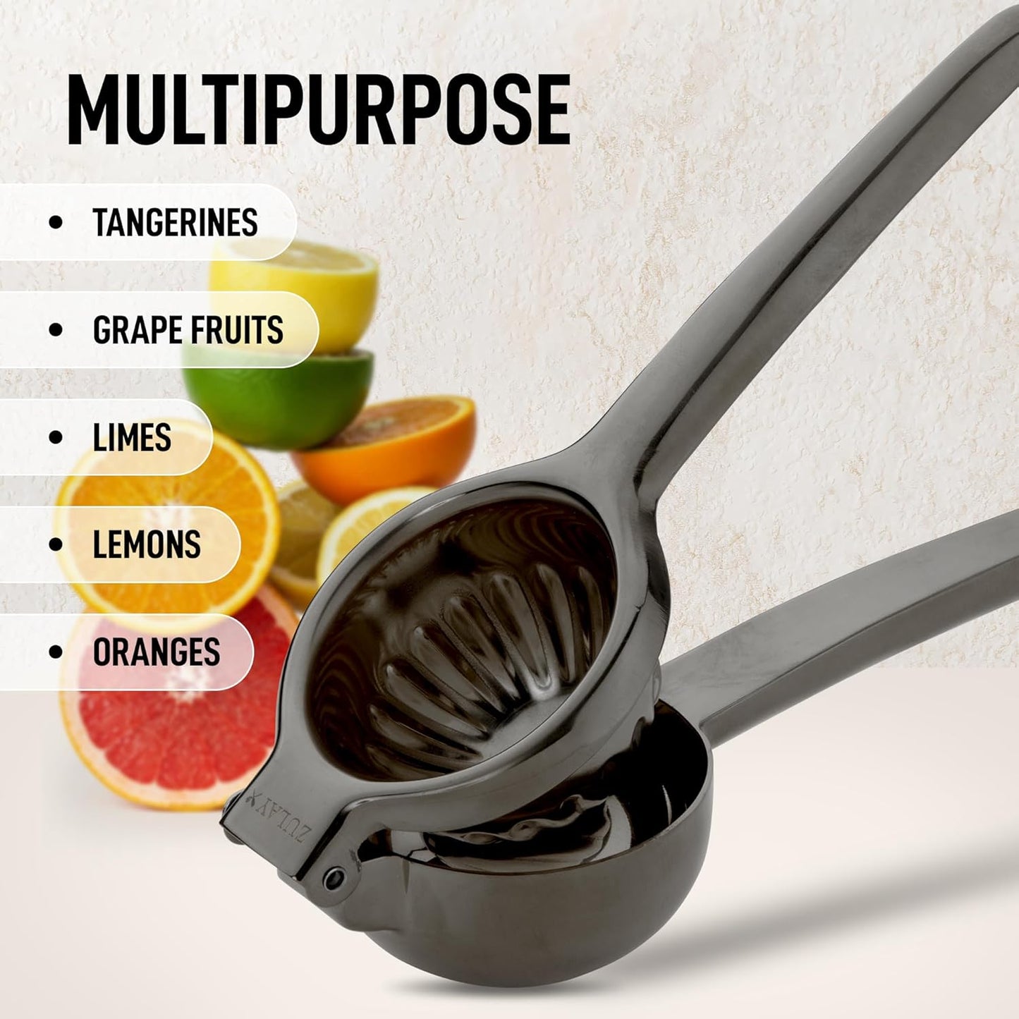 Zulay Extra Large Lemon Squeezer Stainless Steel - Easy Squeeze Heavy Duty Lemon Juicer Hand Press - Ergonomic Citrus Squeezer & Fruit Juicer for Small Oranges, Lemons, & Limes