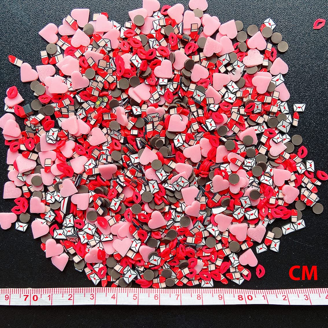 EHOPE Fake Sprinkles Clay Sprinkles Polymer Clay Slices for Nail Art DIY Crafts Cake Phone Case (40G-Letter+Lips-45)