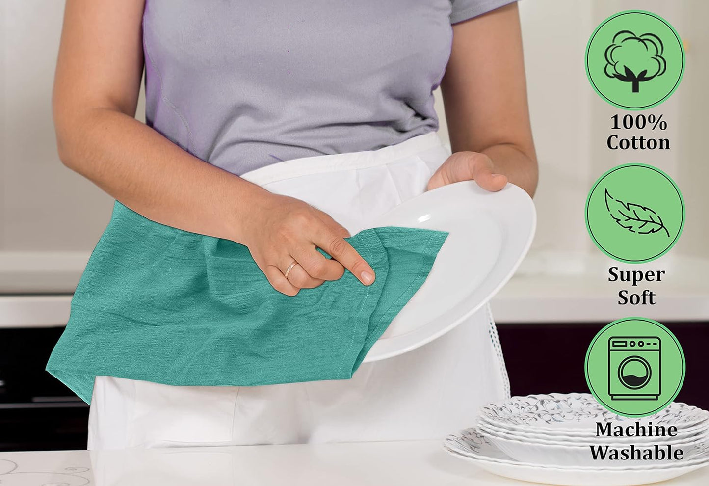 RUVANTI Flour Sack Towels 36 Pack 28x28 Inch, 100% Cotton Tea Towel, Reusable, Machine Washable, Absorbent BarTowels - Dish Cloth Perfect for Drying Dishes & Cleaning - Turquoise