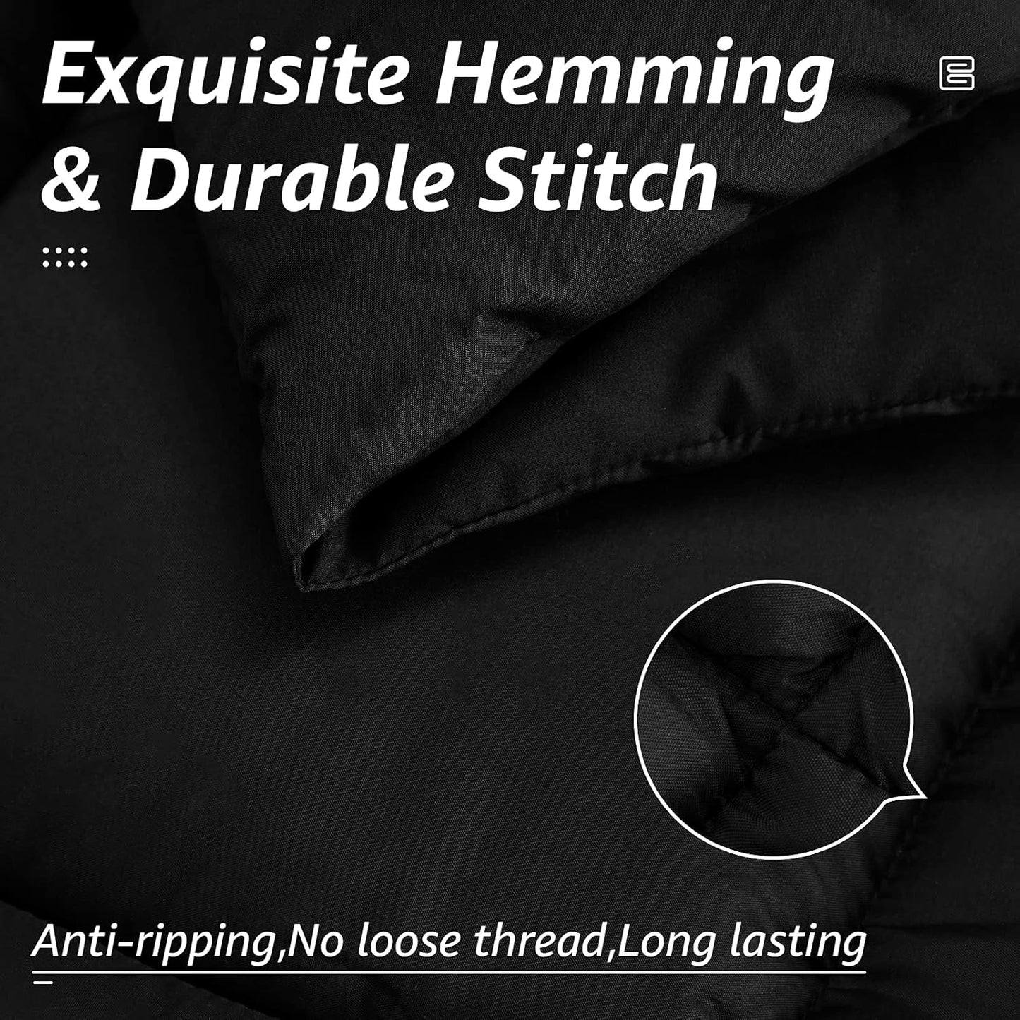 HYLEORY All Season Twin Size Bed Comforter - Cooling Goose Down Alternative Quilted Duvet Insert with Corner Tabs - Winter Warm - Machine Washable - Black