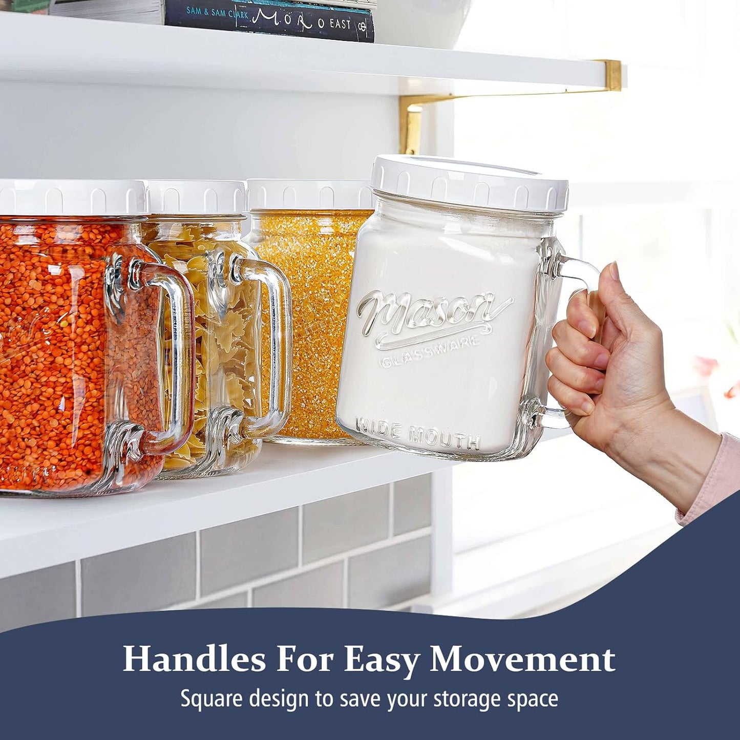 74 oz/2160 ml Glass Jar with Lid, Wide Mouth Airtight Glass Storage Jar, Quart Pantry Organization Mason Jar For Fridge, Food Storage Container For Sugar, Flour, Pickle, Coffee, Candy