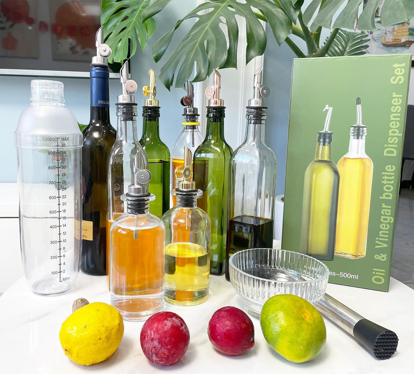 Pafusen 2 Pack Weighted Liquor Pour Spout, Auto Flip Olive Oil Dispenser Spout, Pour Spout for Liquor Bottles, Olive Oil Spout, Bottle Pourers for Alcohol Wine Syrup Home Bar Accessories Rose Gold