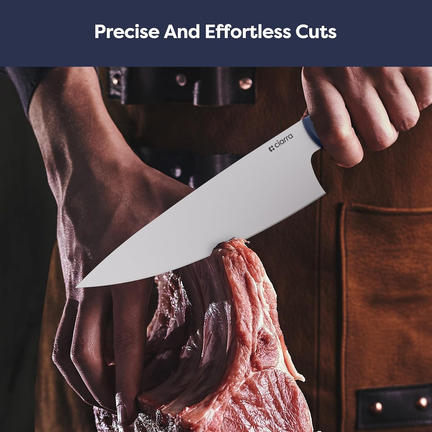 CIARRA Professional Kitchen Knife Set 5 PCS - Chef Knife Set, Bread Knife, Utility Knife, High Carbon Stainless Steel Cooking Knives with Gift Box (Blue)