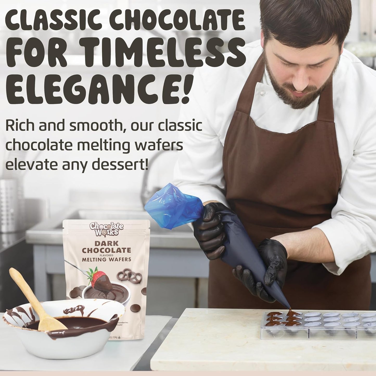 Chocolate Works Dark Chocolate Melting Chocolate Wafers, 2.5lb (Pack of 1)