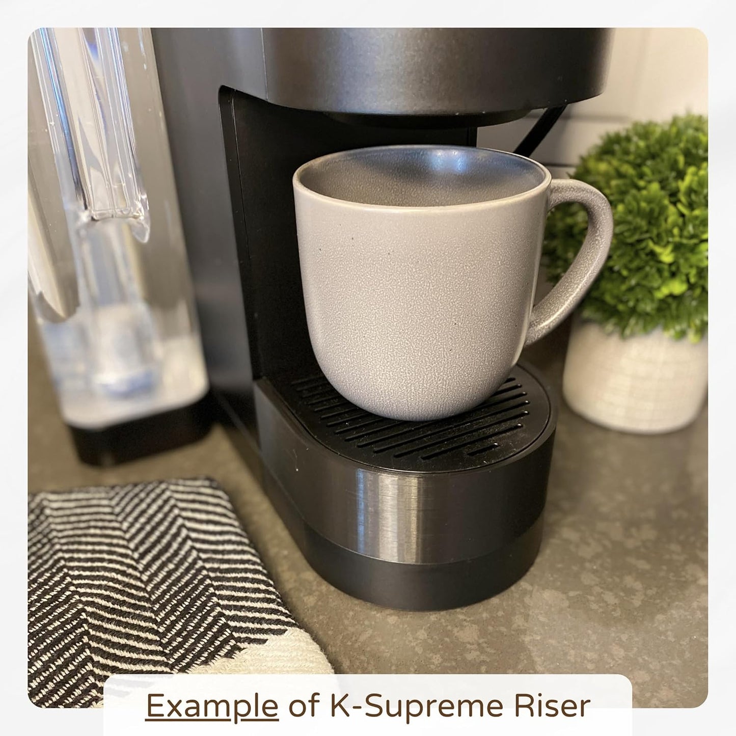Drip Tray Mug/Cup Riser Made for the Keurig to Reduce Splashes - Riser Only (Black, K-Supreme 1.25 inches Tall)
