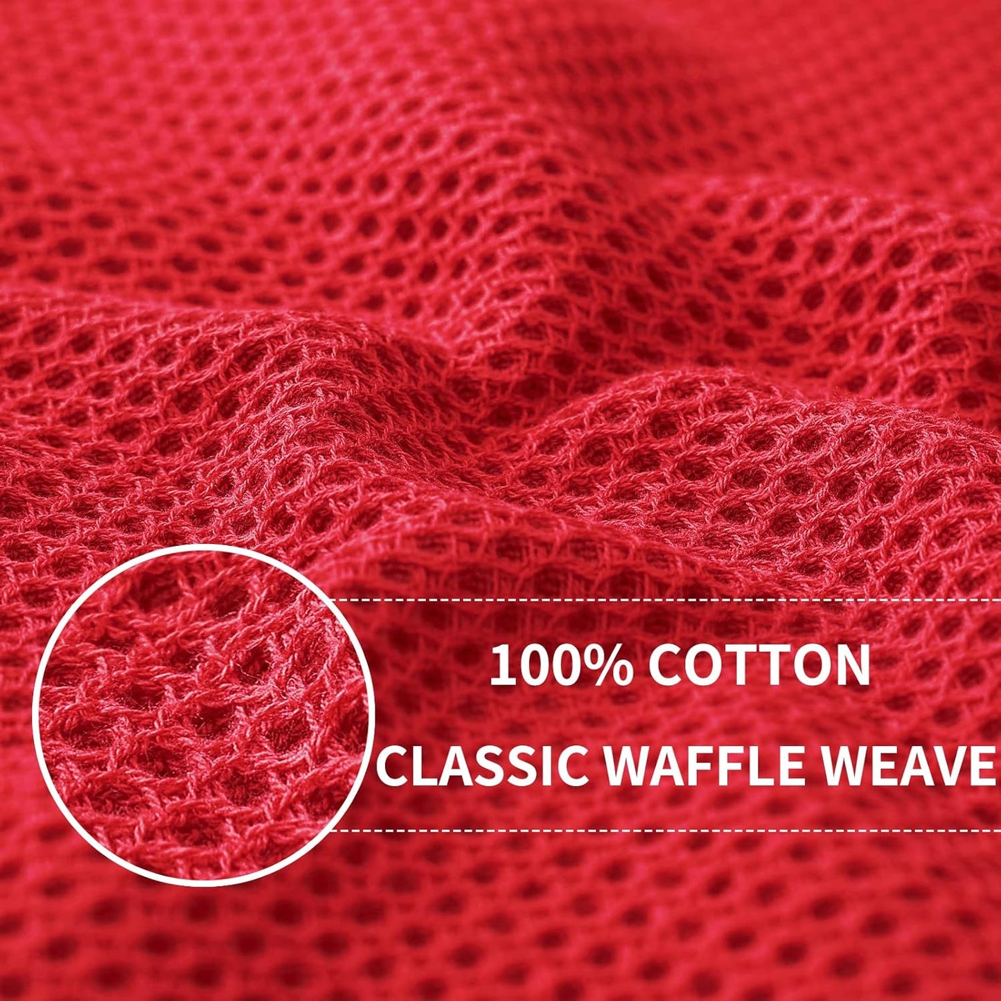 Homaxy 100% Cotton Waffle Weave Kitchen Dish Towels, Ultra Soft Absorbent Quick Drying Cleaning Towel, 13 x 28 Inches, 4-Pack, Red