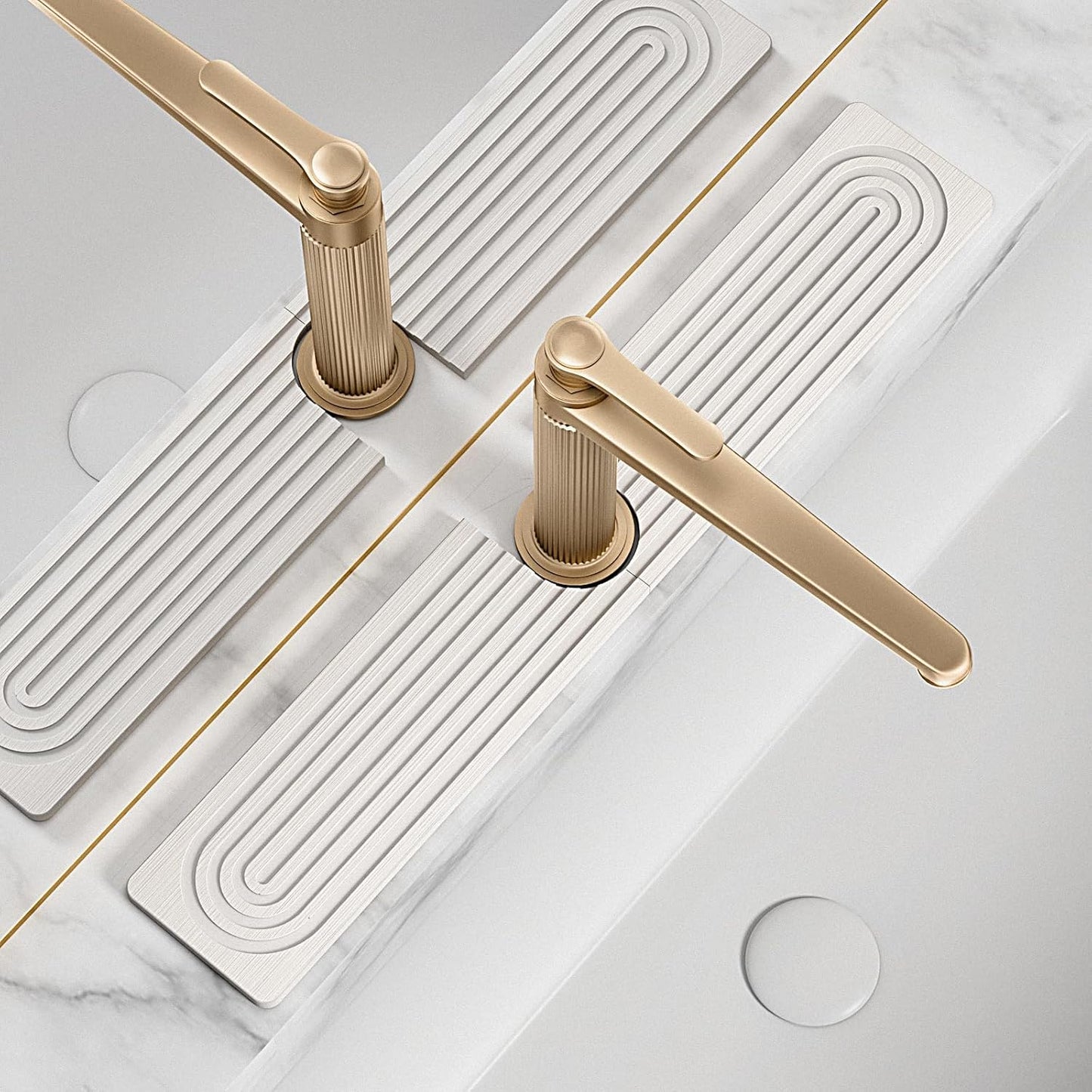 Faucet Mat for Kitchen Sink, Diatomite Stone Drying Sink Protectors, Bathroom Faucet Splash Guard, Quick Dry Water Absorbing, Non-Slip Stone Tray for Kitchen Counter, White, 23.6" x 3.9"