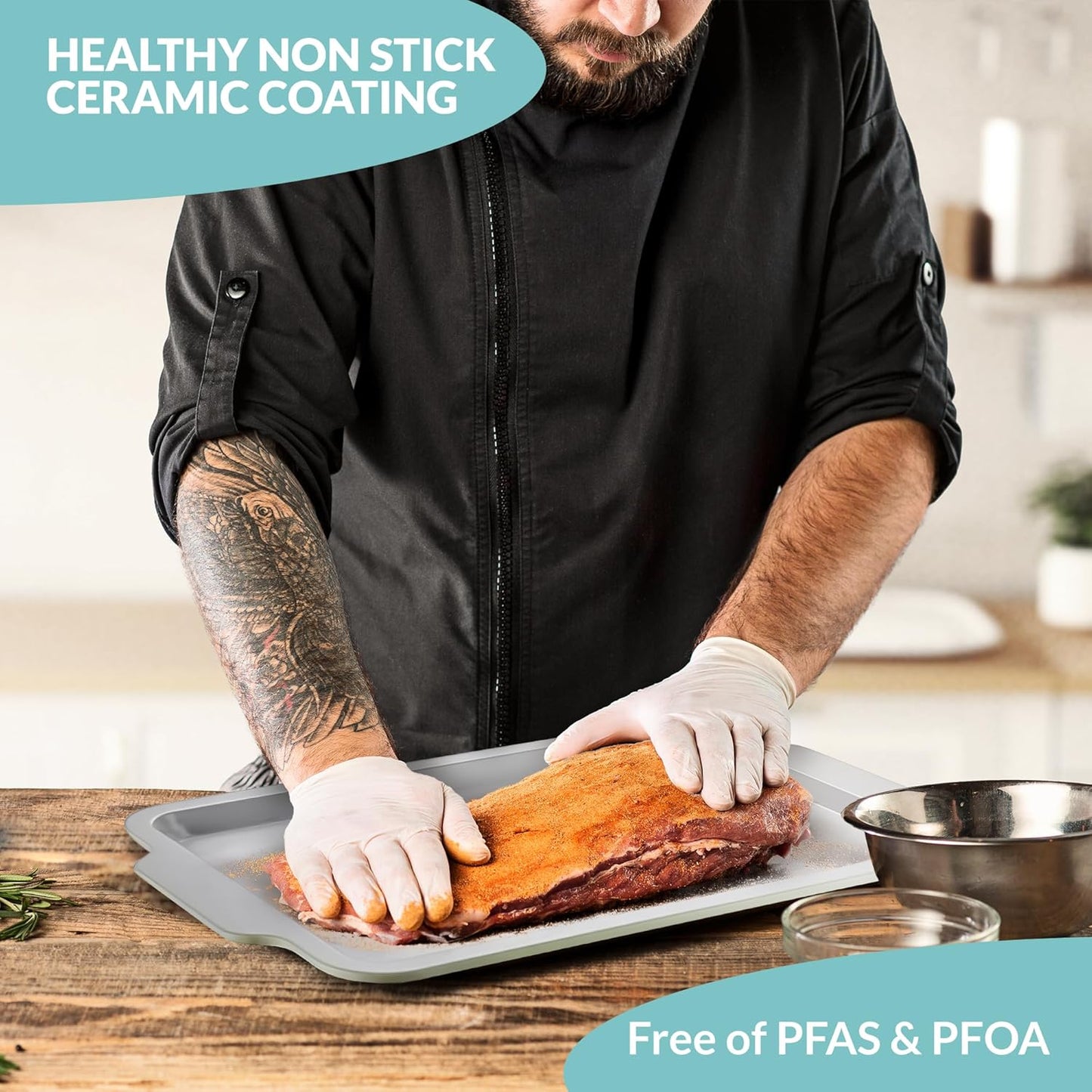 Boxiki Kitchen Nonstick Ceramic Jelly Roll Pan, 15 x 10 Inches - PTFE & PFOA Free Baking Pan Perfect for Every Kitchen - Multipurpose Cookie Sheet for Baking, Roasting, and More