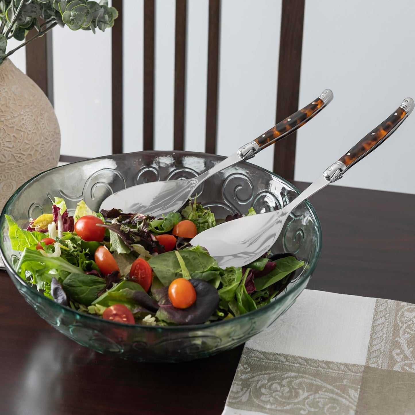 French Home 2-Piece Set of Laguiole Connoisseur Tortoise Shell Salad Servers
