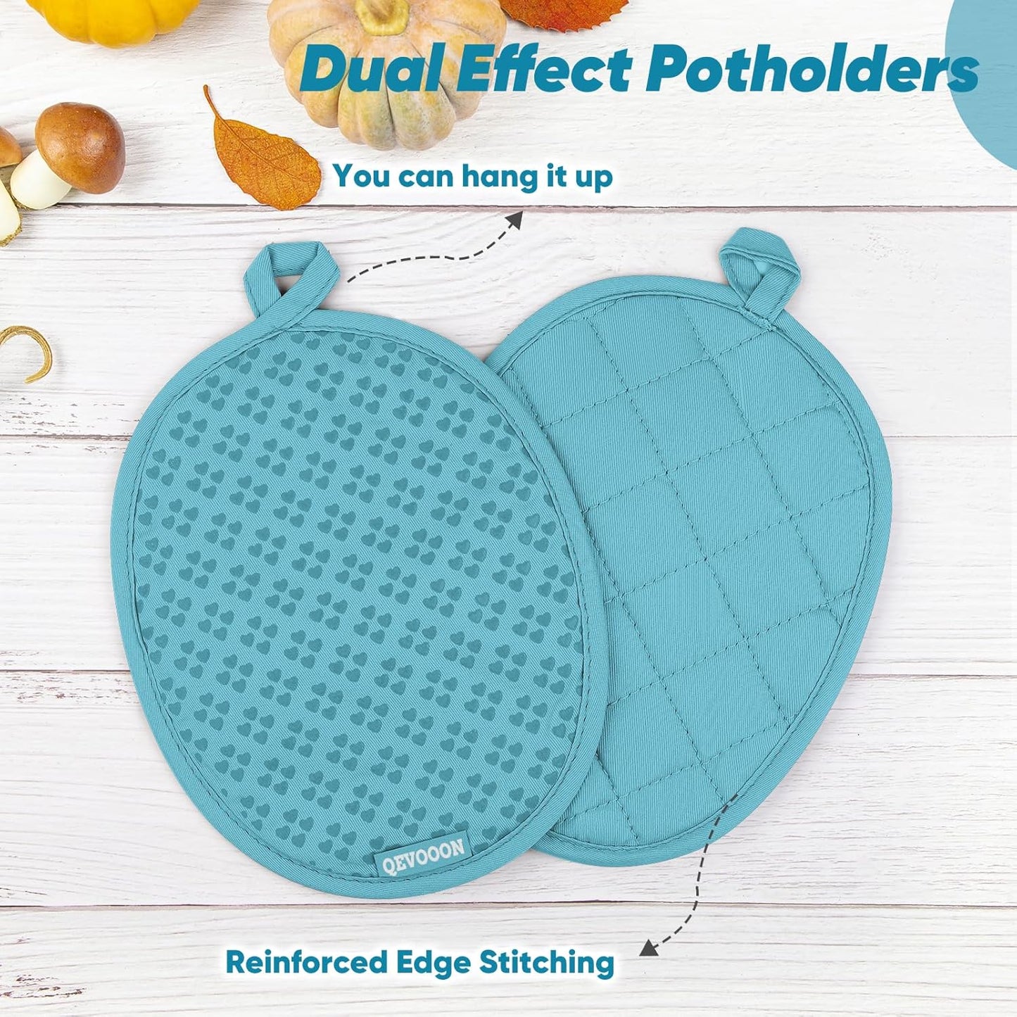 Oven Mitts and Pot Holders 4 Sets, Heat Resistant 500 ℉ Oven Mitt and Pot Holder,Oven Glove&Potholders with Non-Slip Silicone Surface,Kitchen Essentials for Cooking/Baking/BBQ-Lake Blue