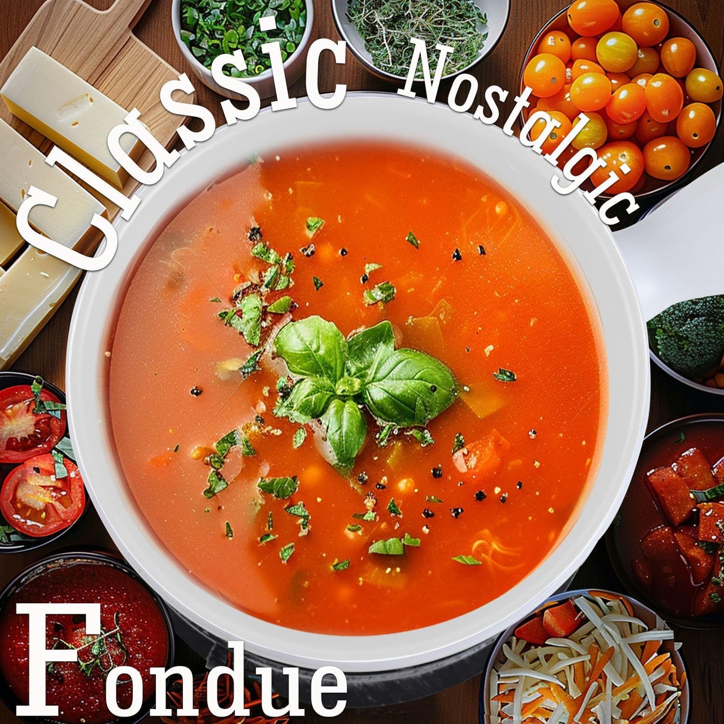 Artestia Swiss Fondue Set for Party - 2L Large Capacity Cheese Fondue Pot Melting Chocolate, Ceramic Fondue Pot, 6 Fondue Forks, Christmas, Wedding Gifts (Icebound Eagles)