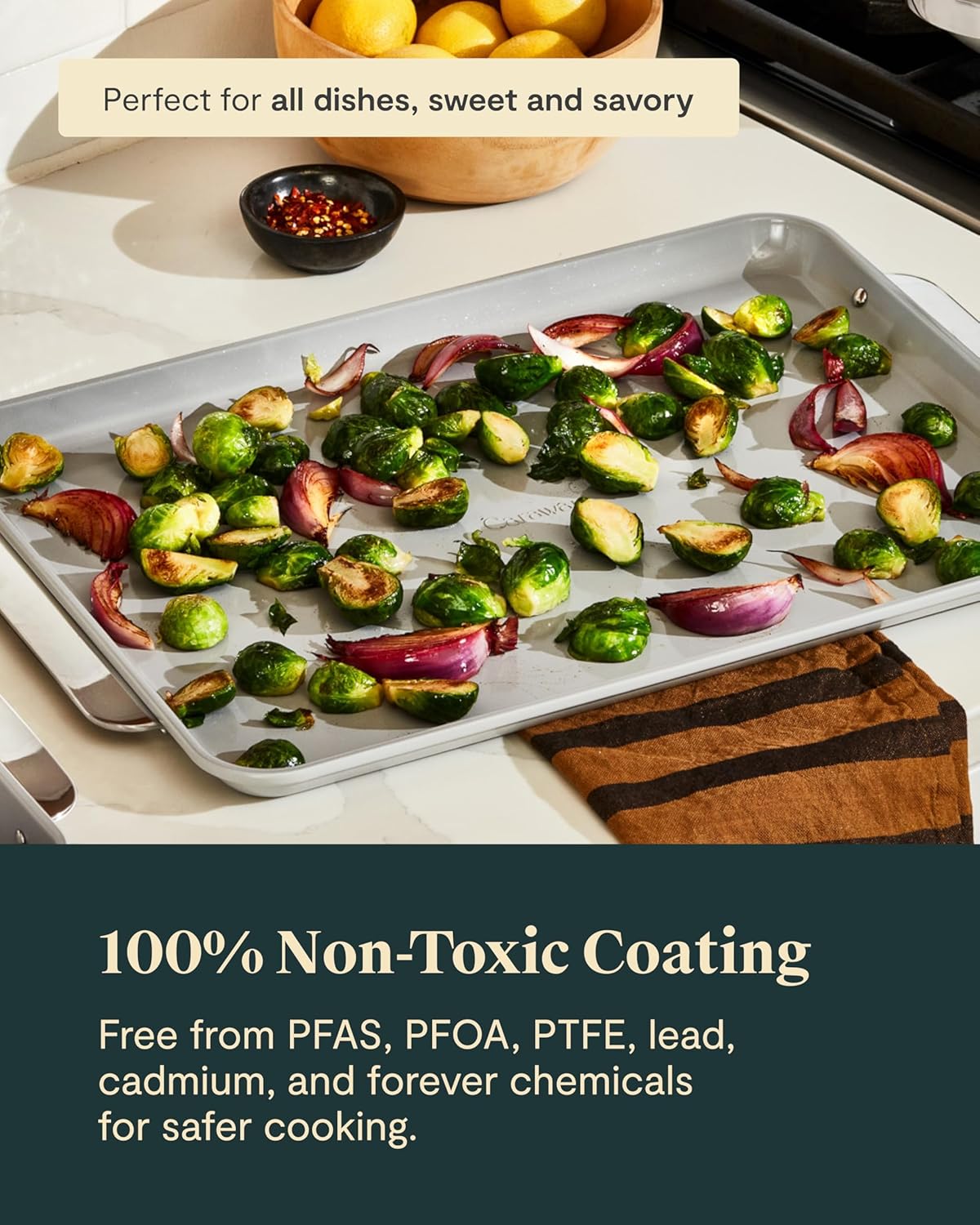 Caraway Non-Stick Ceramic Baking Sheet - Naturally Slick Ceramic Coating - Non-Toxic, PTFE & PFOA Free - Perfect for Baking, Roasting, and More - Large (18" x 13") - Black