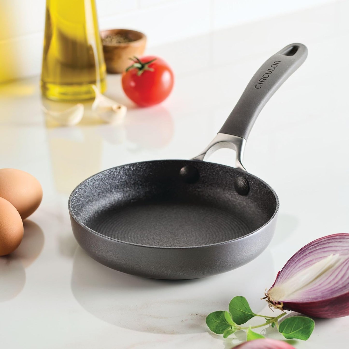 Circulon A1 Series with ScratchDefense Technology Nonstick Induction, Mini Frying Pan/Skillet, Metal Utensil Safe, 6.25 Inch Open Fry Pan - Graphite