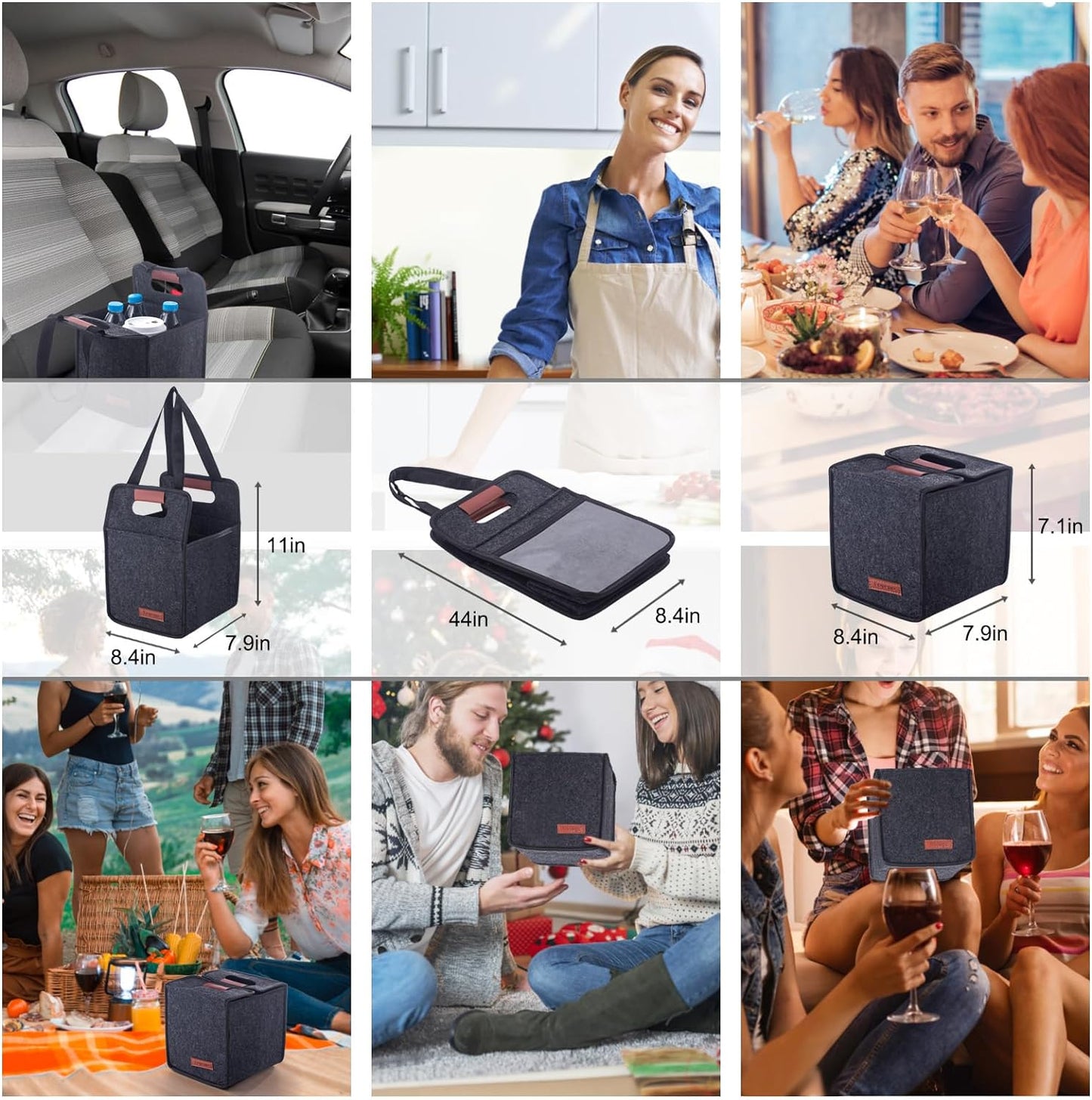 4 Cup Drink Carrier with Handle, Reusable Insulated Drink Caddy Drink Holder for Car, Folding Portable Coffee Cup Holder Bag for Travel and Delivery