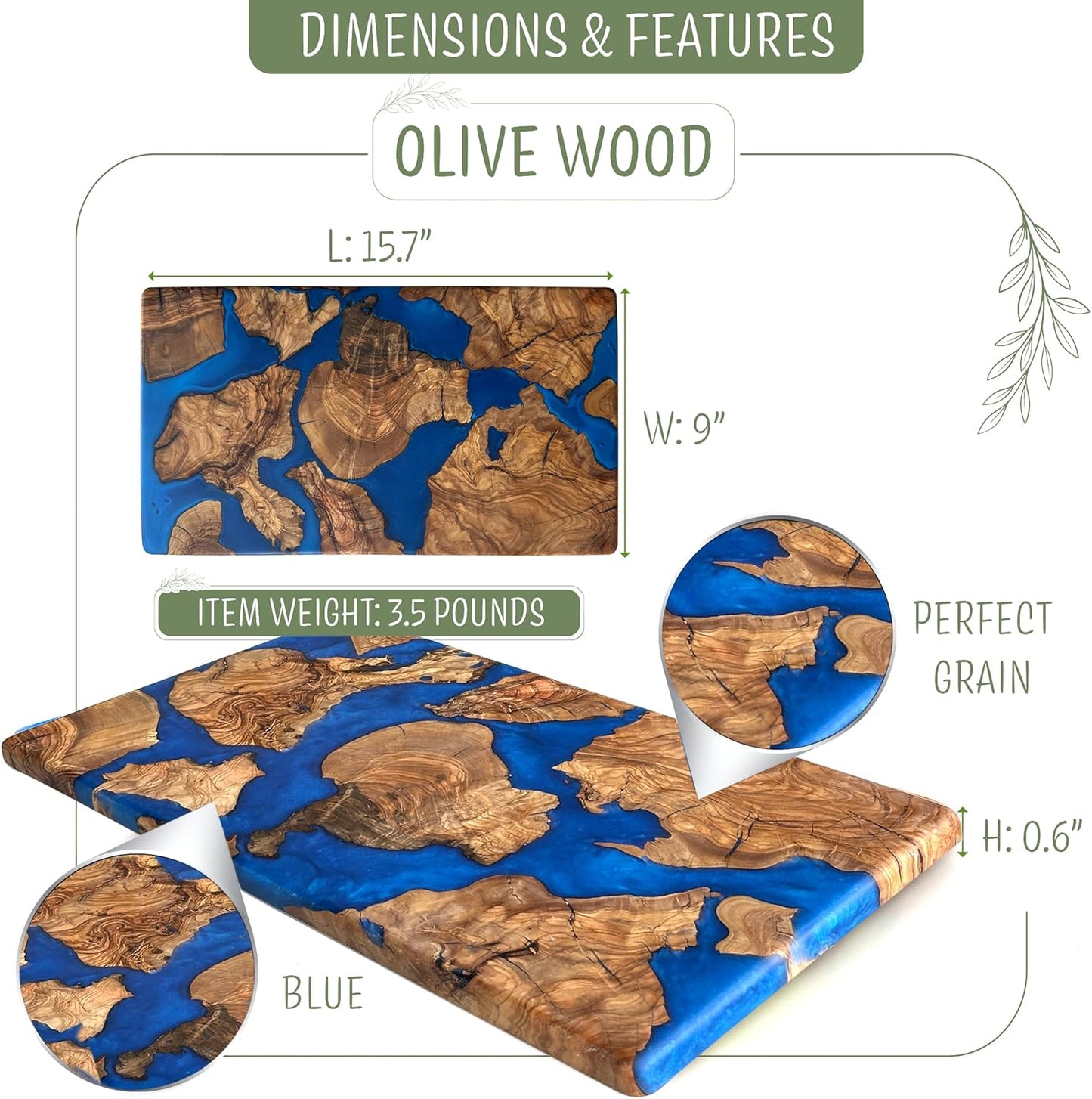 Handmade Olive Wood Resin Cutting Board, Charcuterie Boards for Housewarming Gifts, Resin Cheese Board, Decorative Cutting Board for Kitchen, Luxury Olive Wood Charcuterie Board