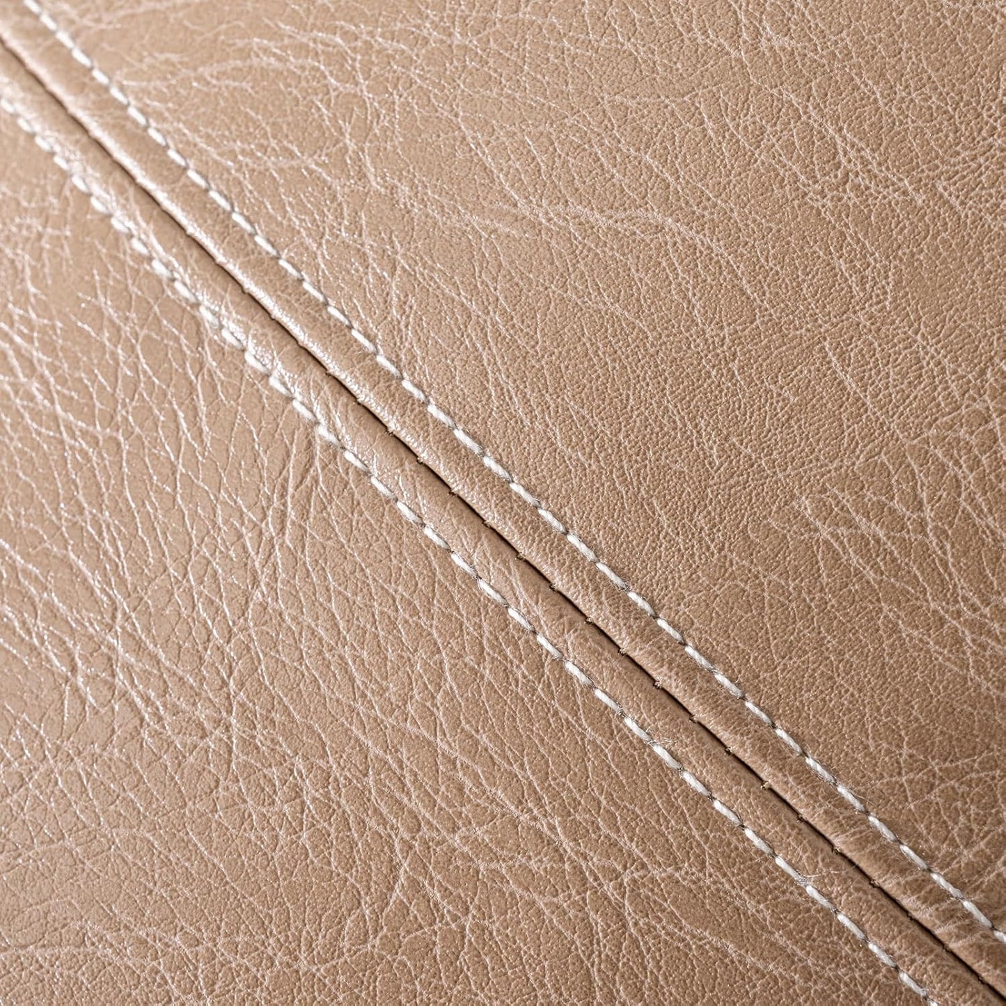 Fancy Homi Tan Long Lumbar Waterproof Faux Leather Body Decorative Throw Pillow Cover 14x36 Inch for Bedroom Couch Bed Bench, Beige Hand Stitched Cushion Case, Taupe Modern Farmhouse Room Decor