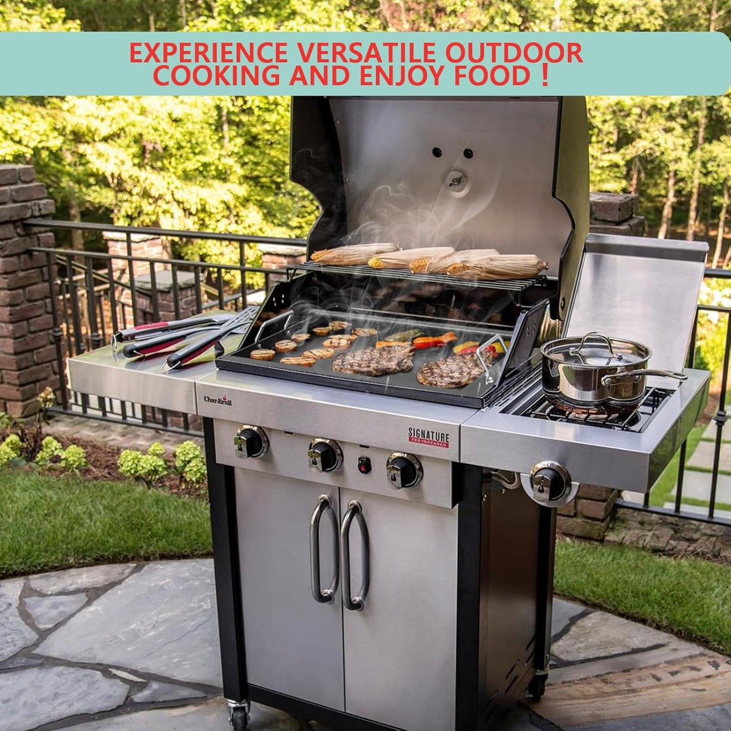 463367016 Full Size Griddle Insert for Charbroil Tru-Infrared 3 Burner 463242516 463346017 466242615 466242616, Carbon Steel Flat Top Griddle Plate for Charbroil Commercial G466-0025-W1, G472-0028-W1