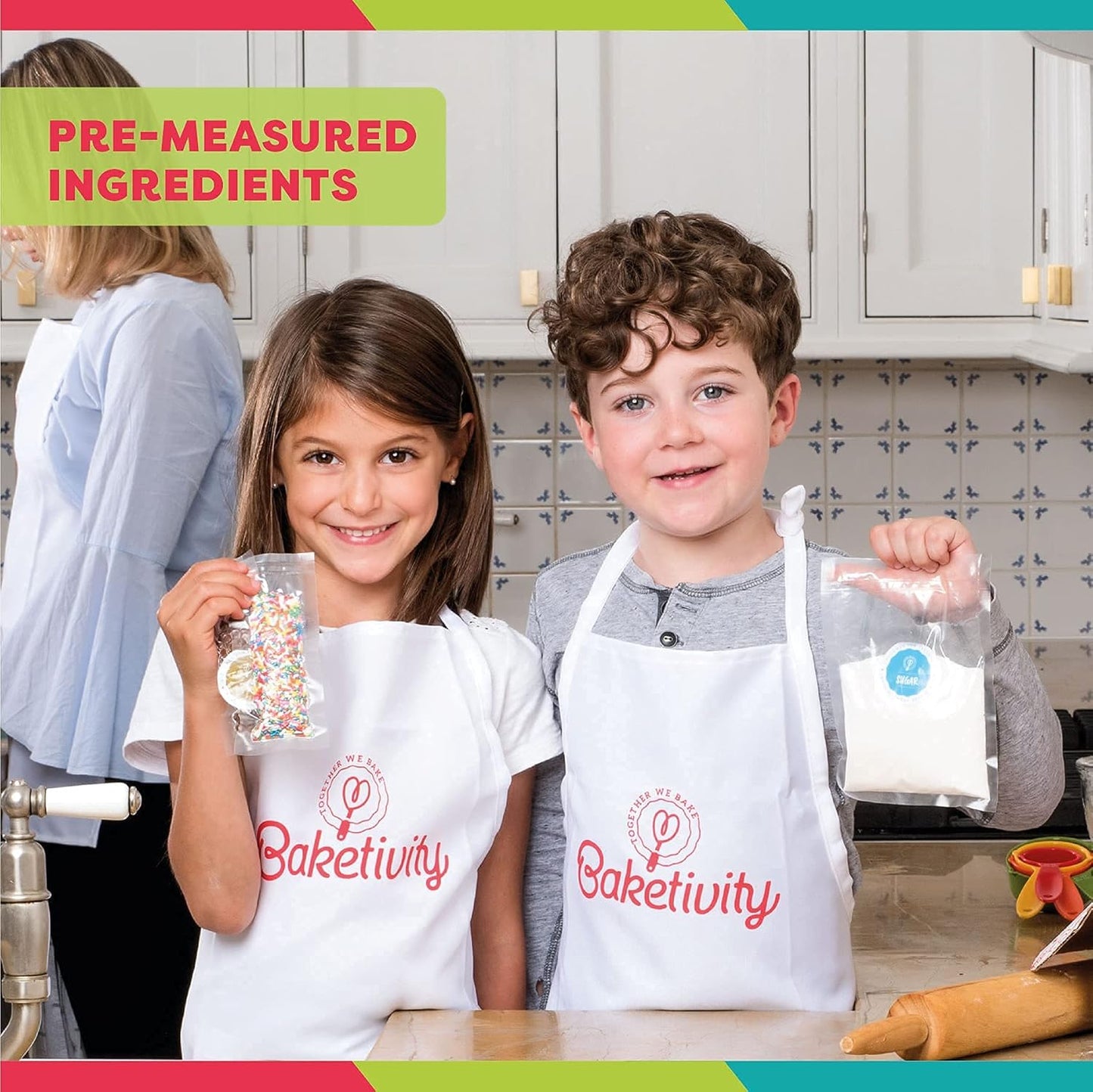 Baketivity Kids Baking Set, Meal Cooking Party Supply Kit for Teens, Real Fun Little Junior Chef Essential Kitchen Lessons, Includes Pre-Measured Ingredients (Baketivity Kit, Red Velvet)